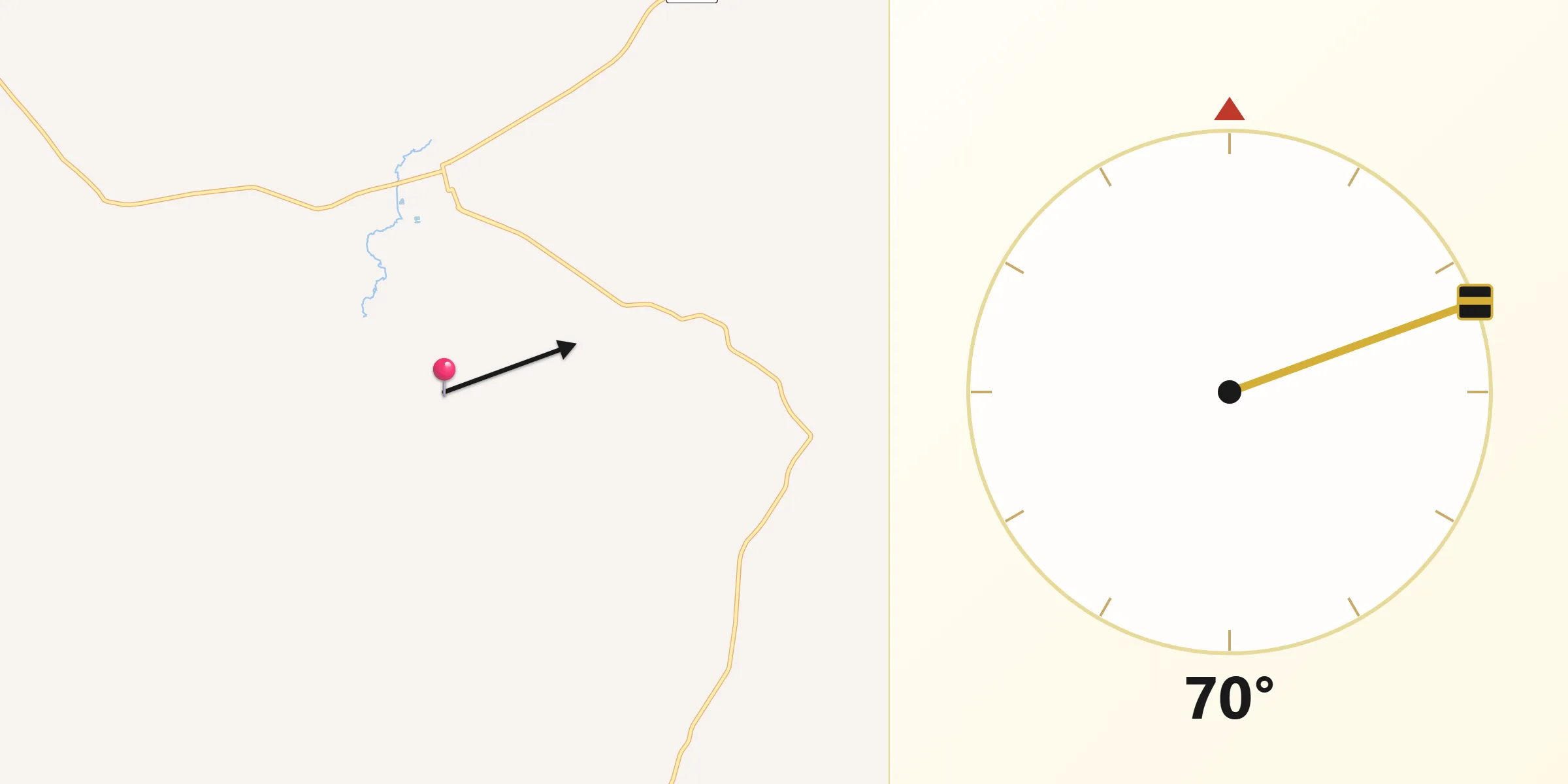 Direção da Qibla a partir de Ubirajara