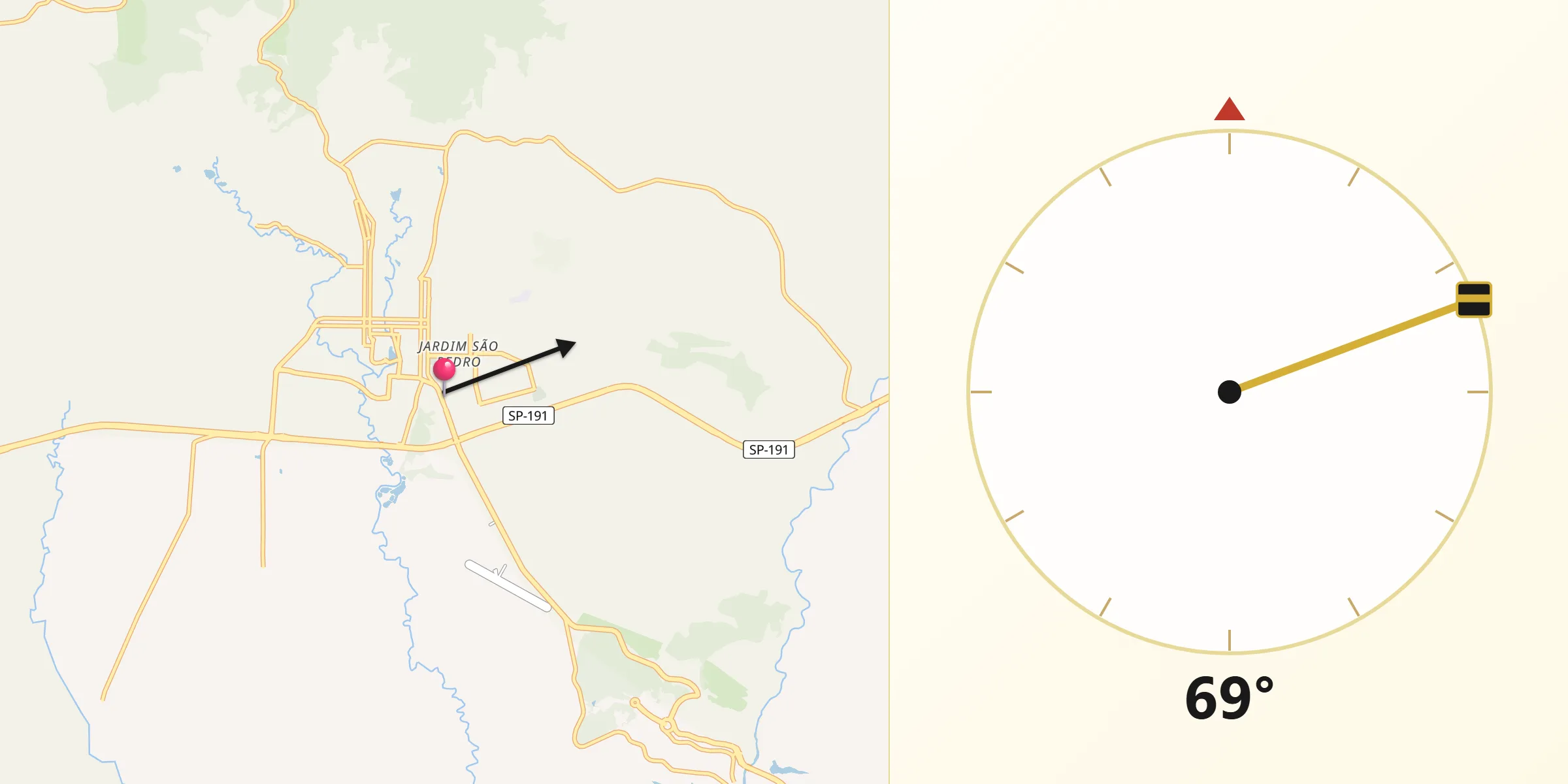 Direção da Qibla a partir de Bairro de São Pedro