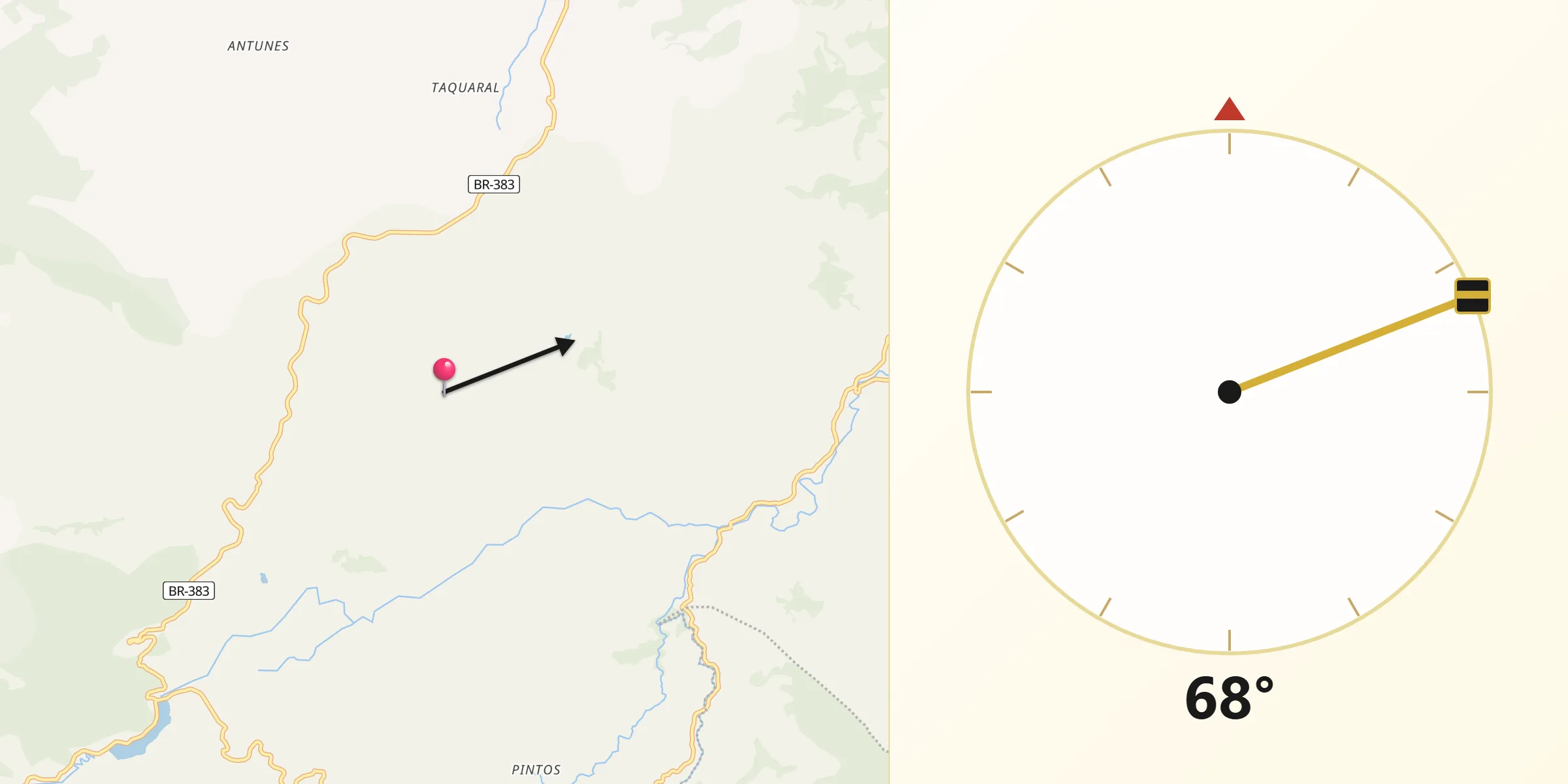 Direção da Qibla a partir de Piranguçu