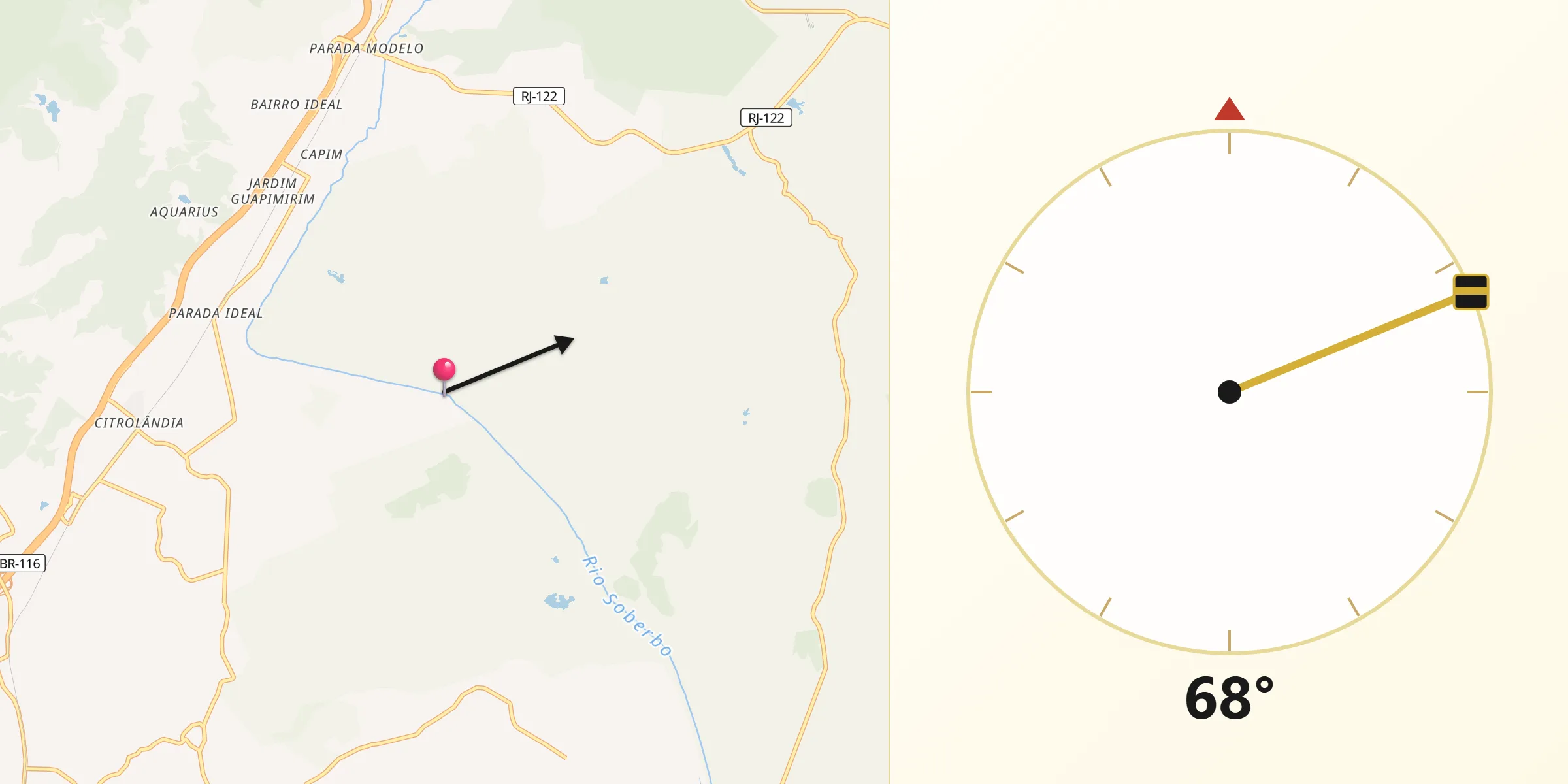 Direção da Qibla a partir de Guapimirim
