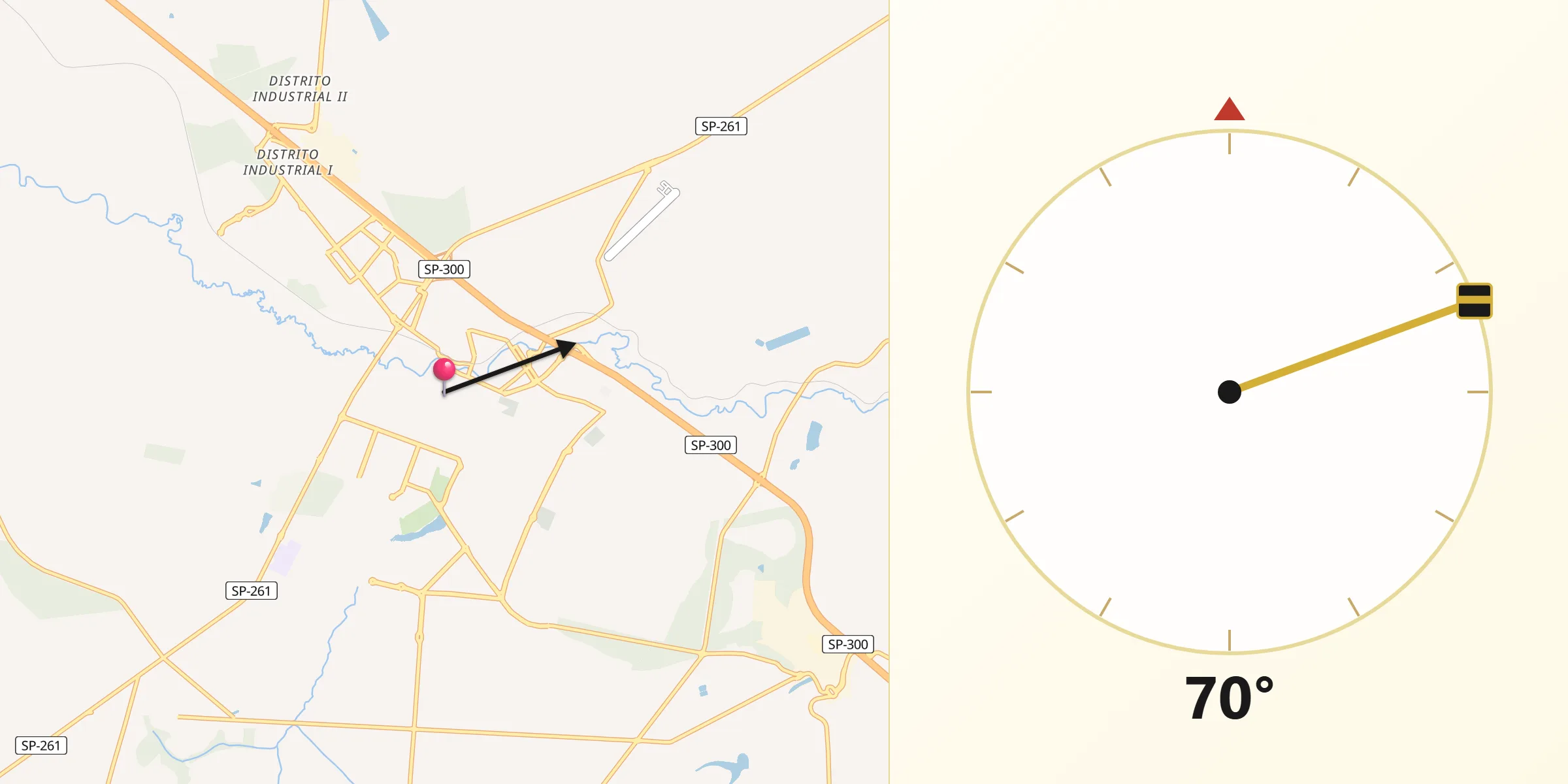 Direção da Qibla a partir de Lençóis Paulista