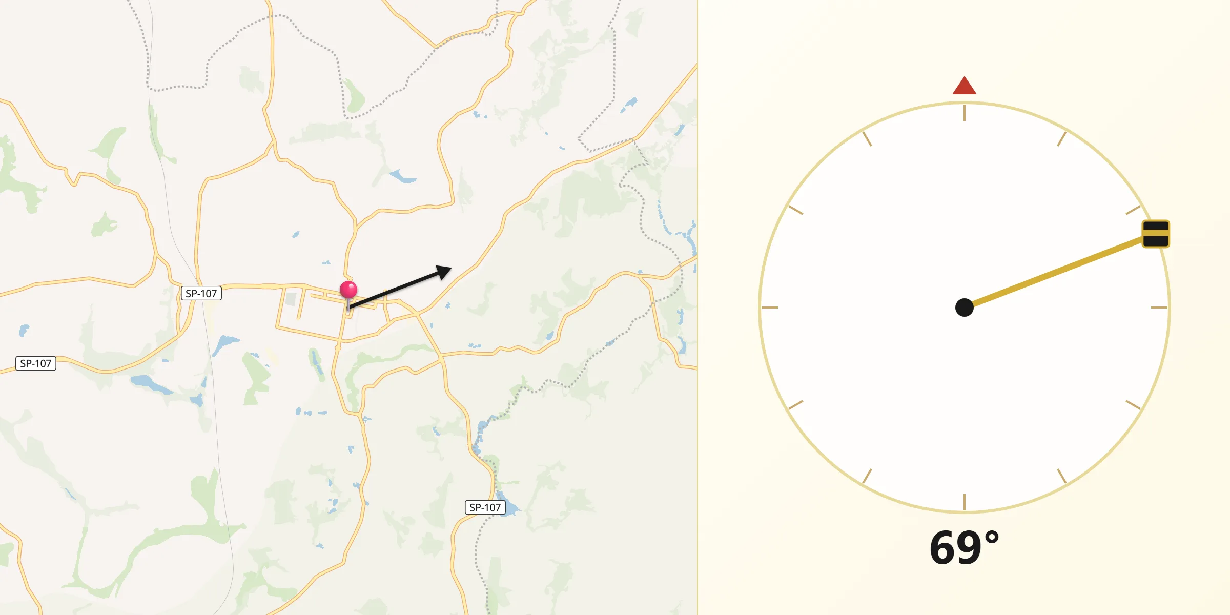 Direção da Qibla a partir de Santo Antônio de Posse