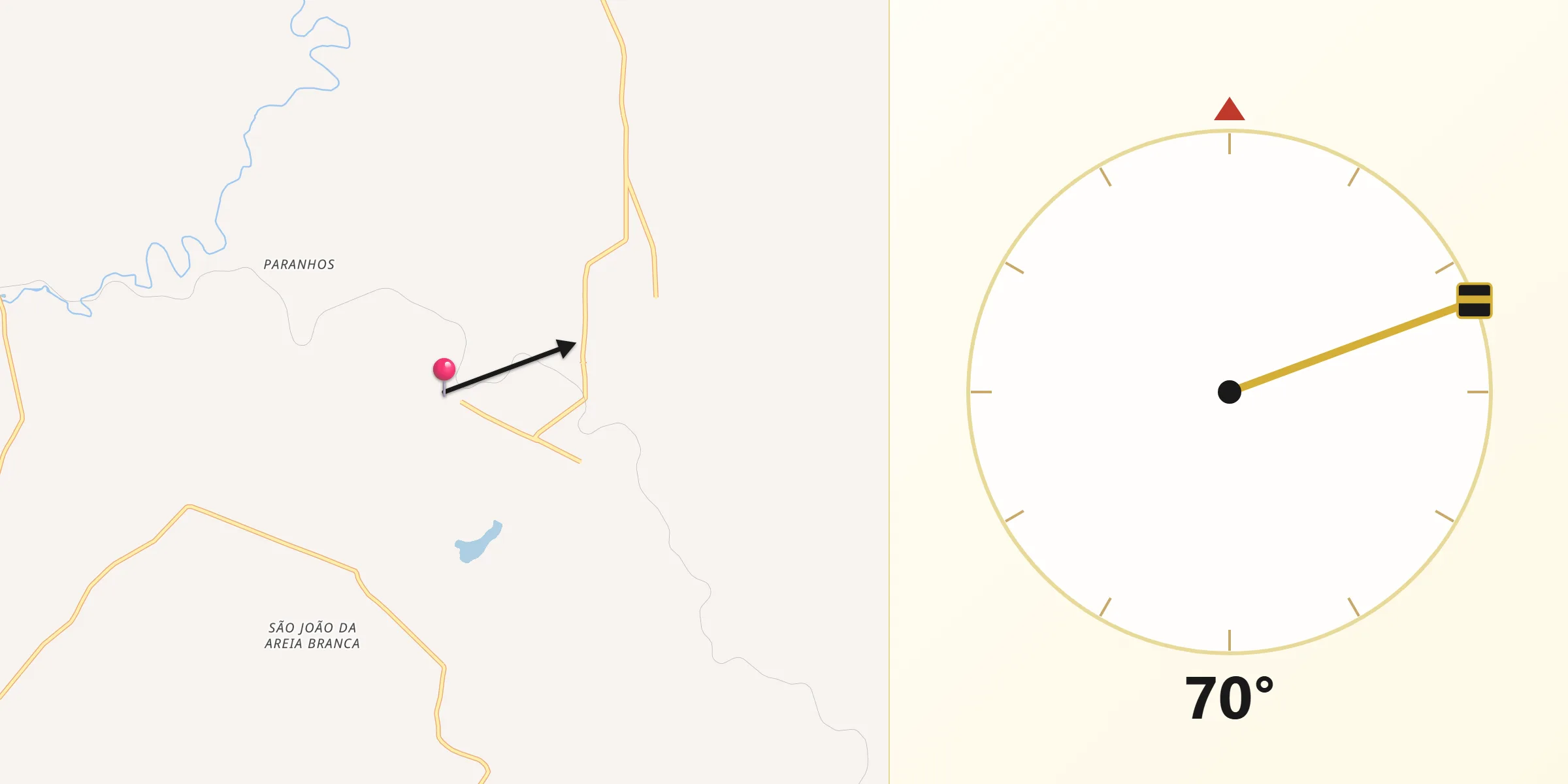 Direção da Qibla a partir de Areiópolis