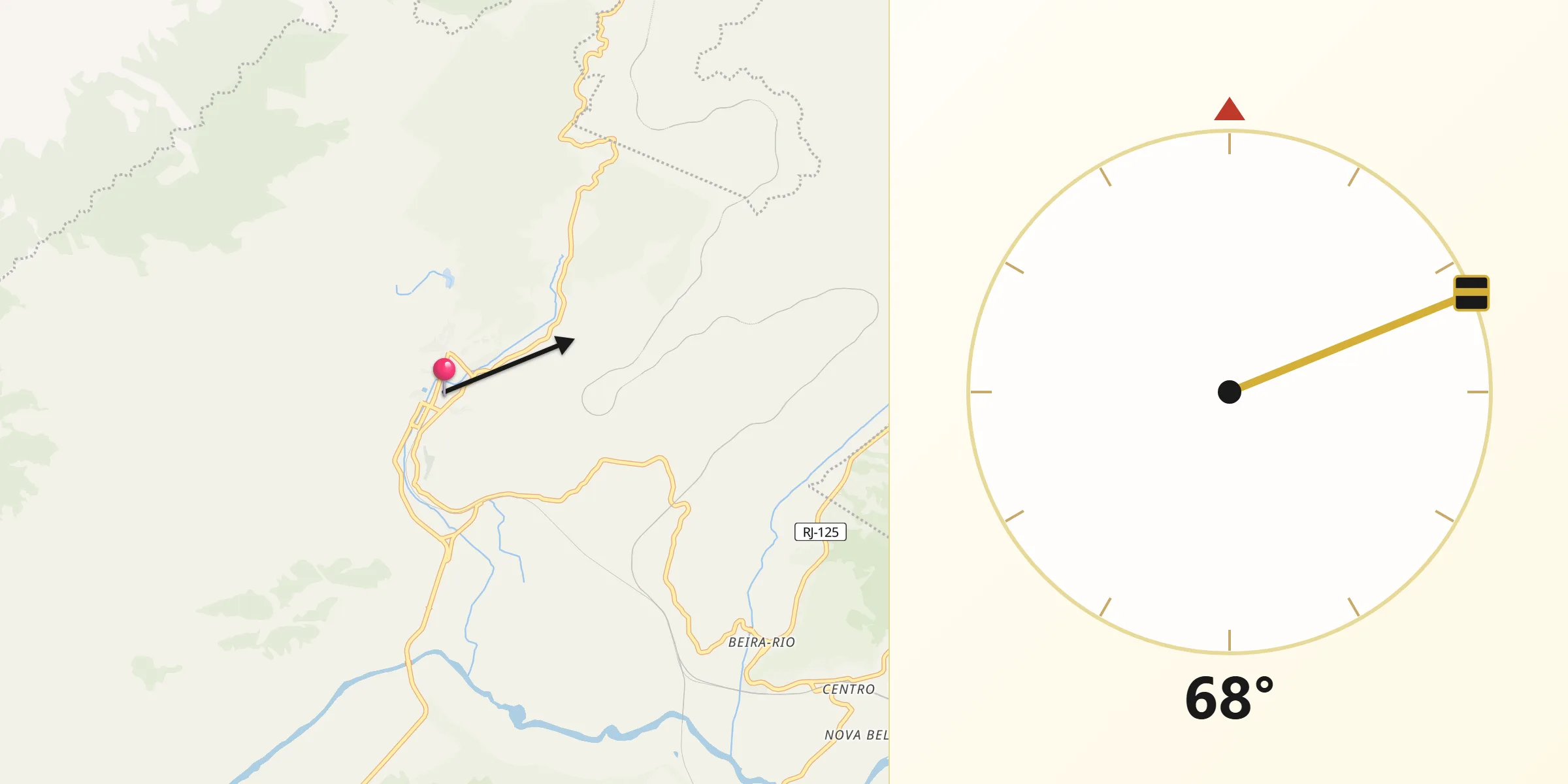 Direção da Qibla a partir de Paracambi