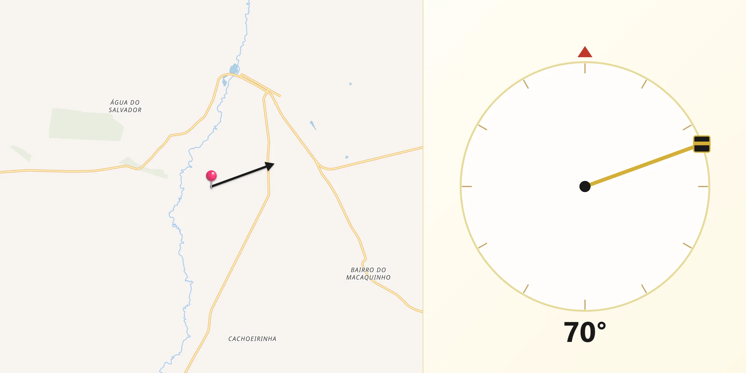 Direção da Qibla a partir de Campos Novos Paulista