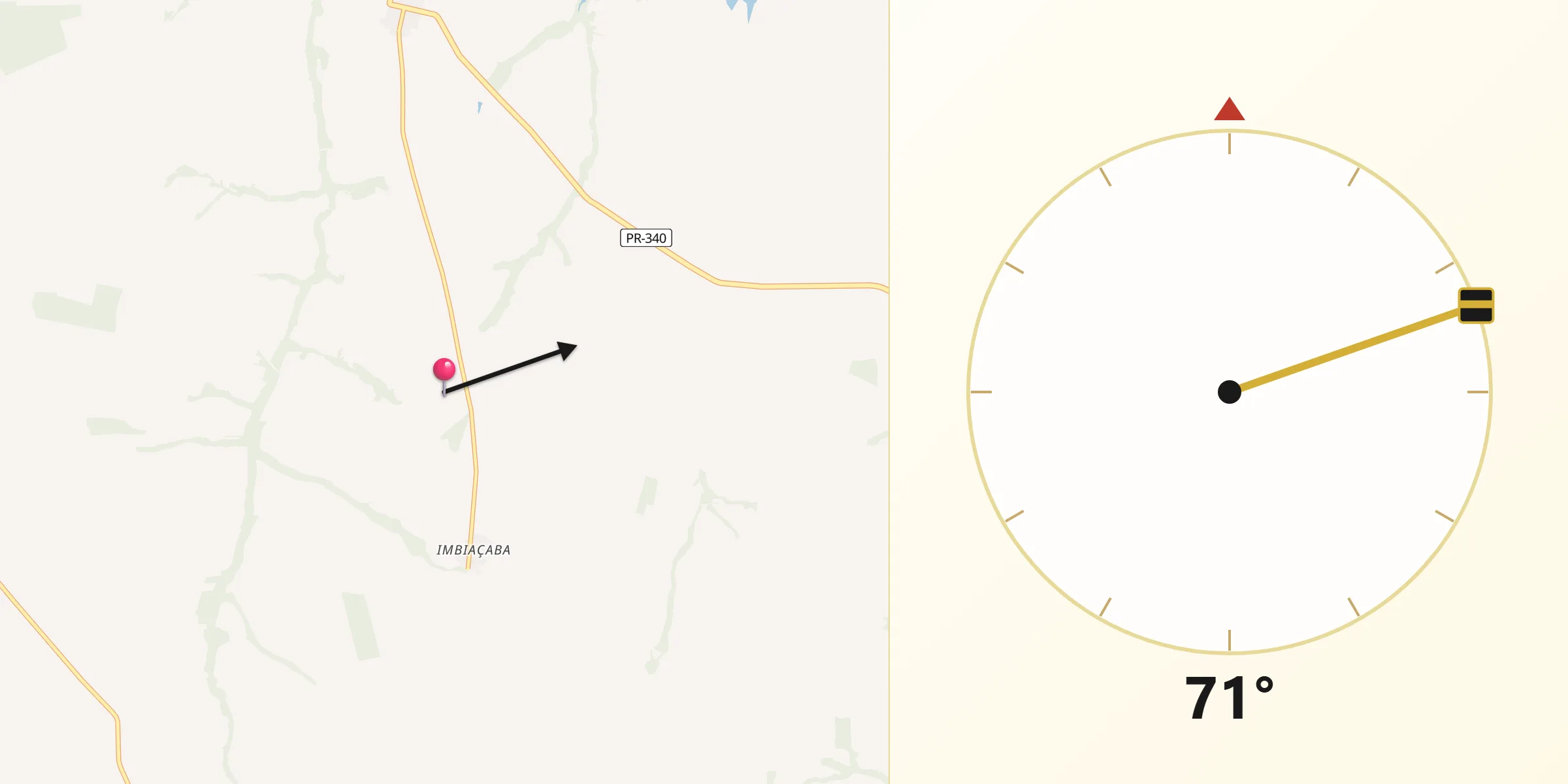 Direção da Qibla a partir de Santa Inês
