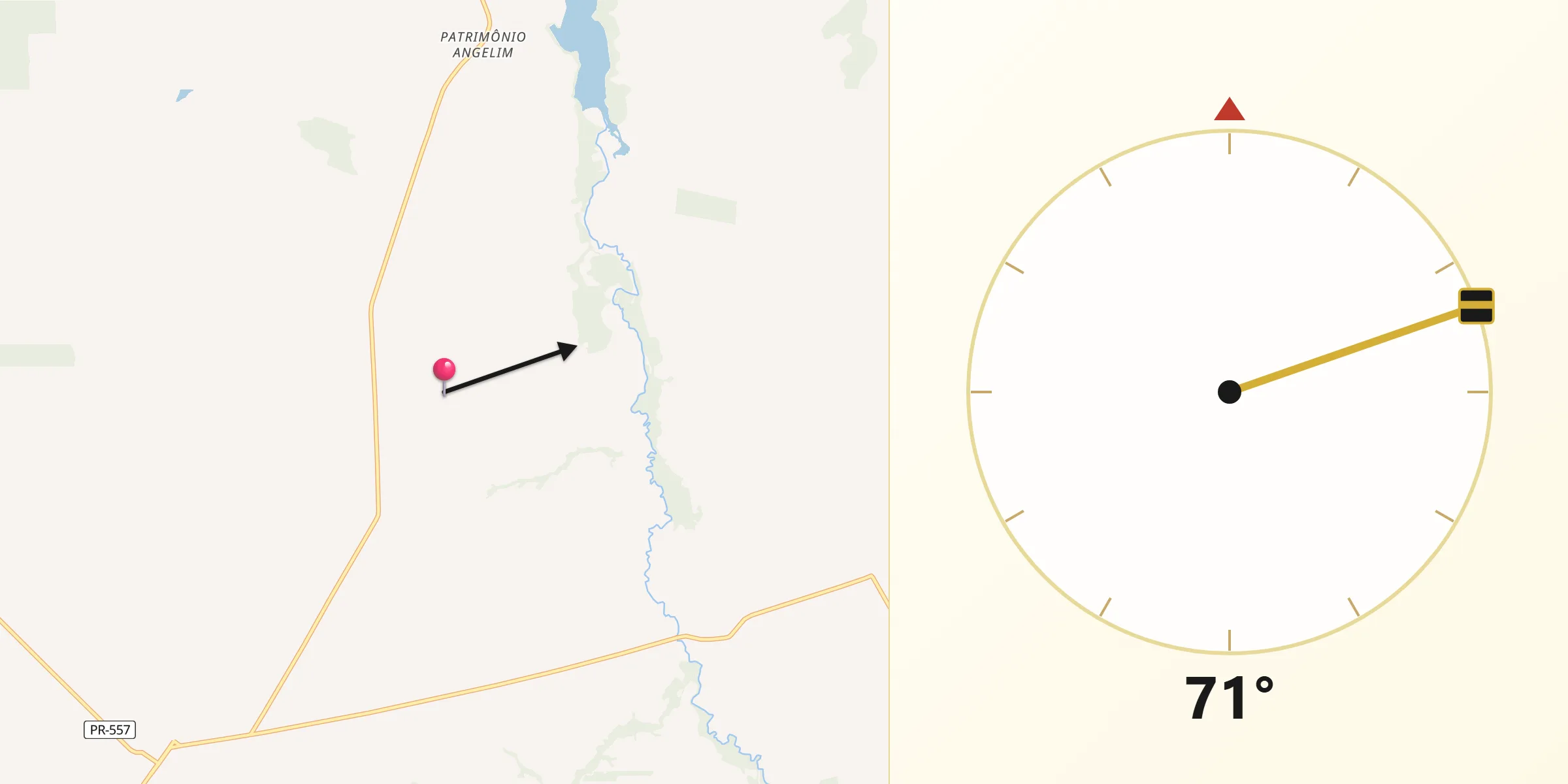 Direção da Qibla a partir de Santo Antônio do Caiuá