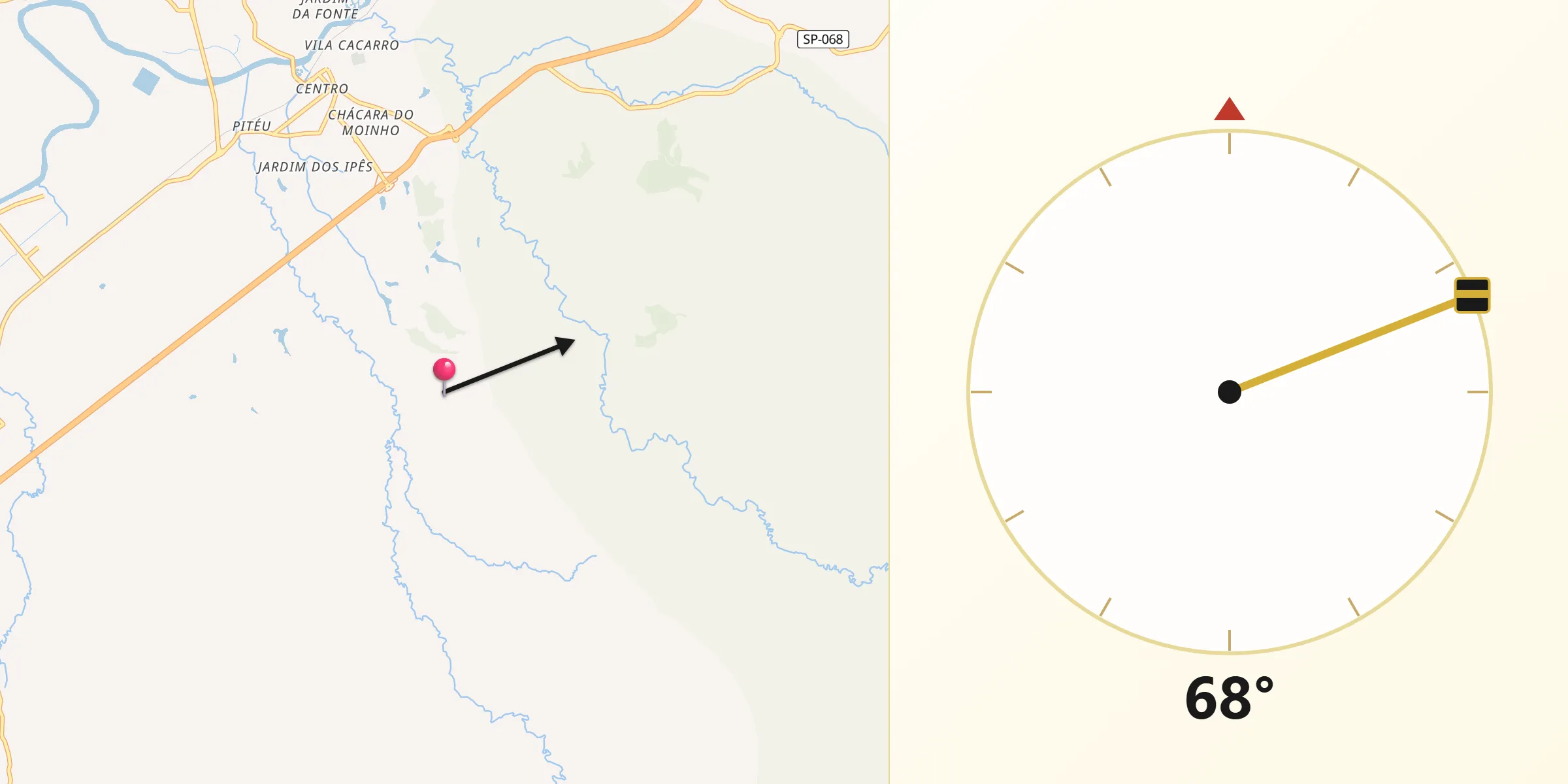 Direção da Qibla a partir de Cachoeira Paulista
