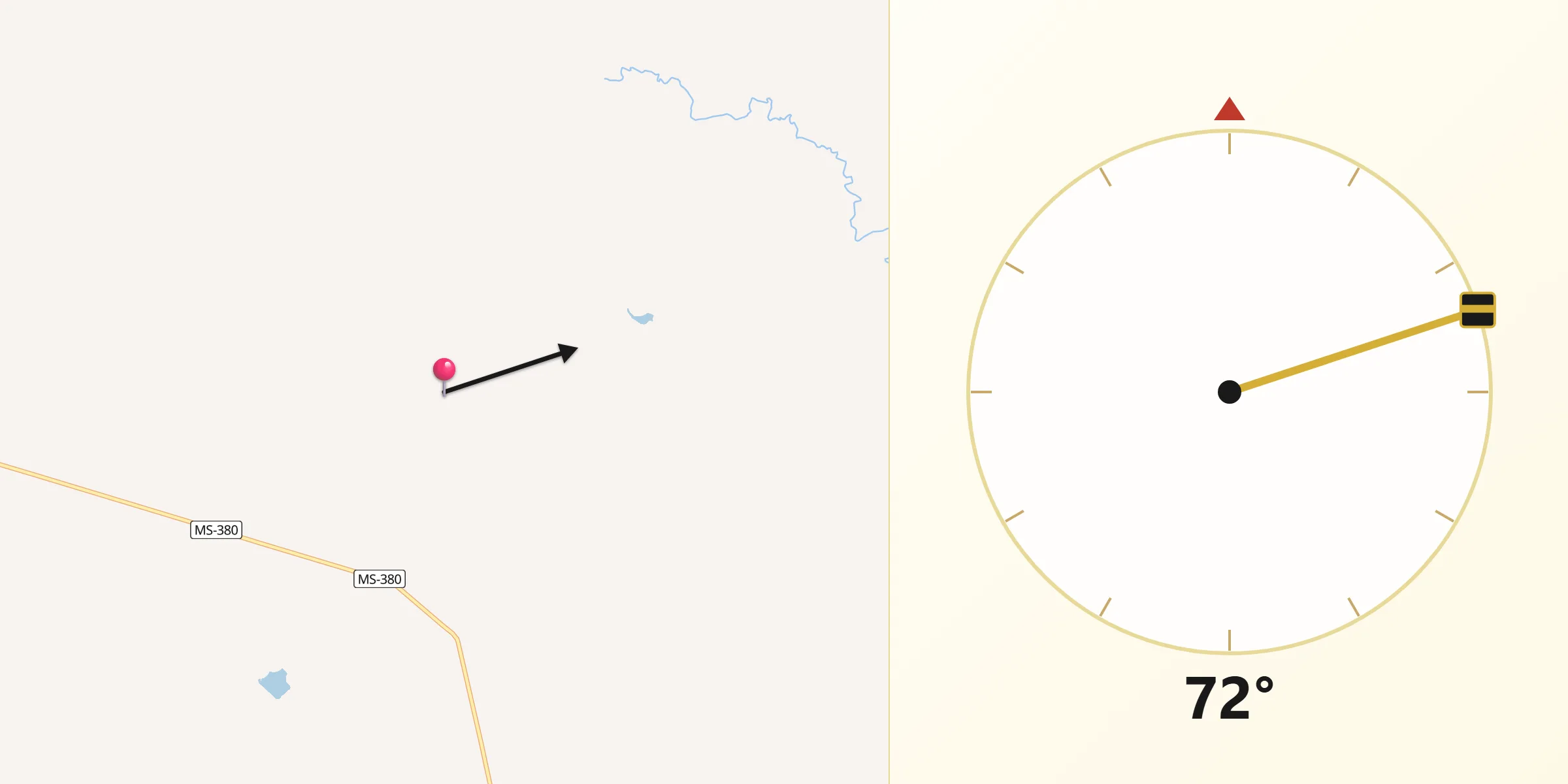 Direção da Qibla a partir de Laguna Carapã