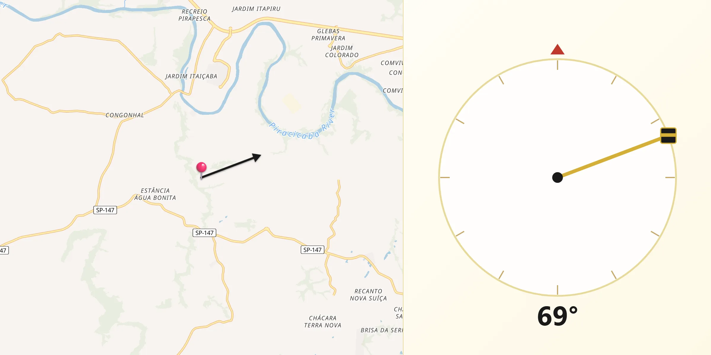 Direzione della Qibla da Piracicaba