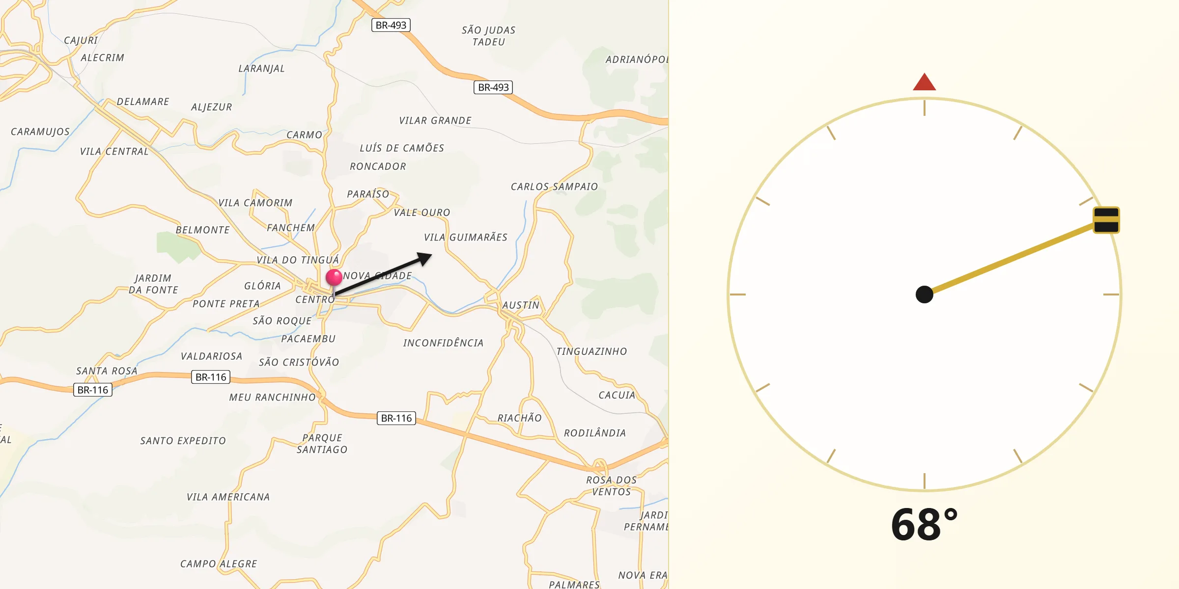 Direção da Qibla a partir de Queimados