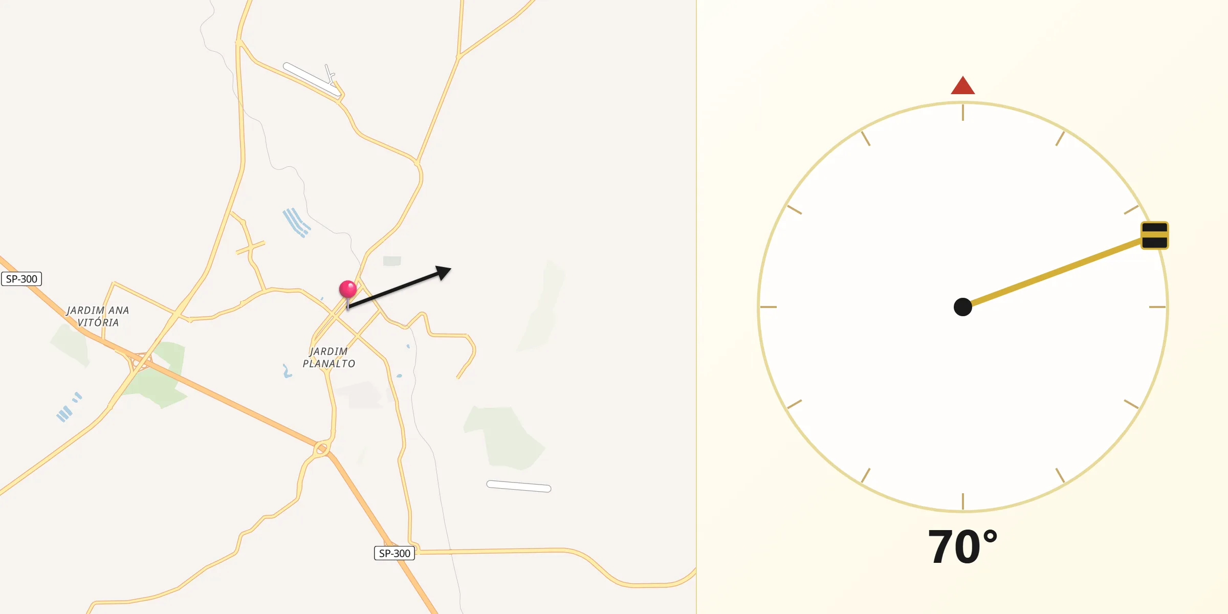 Direção da Qibla a partir de São Manuel