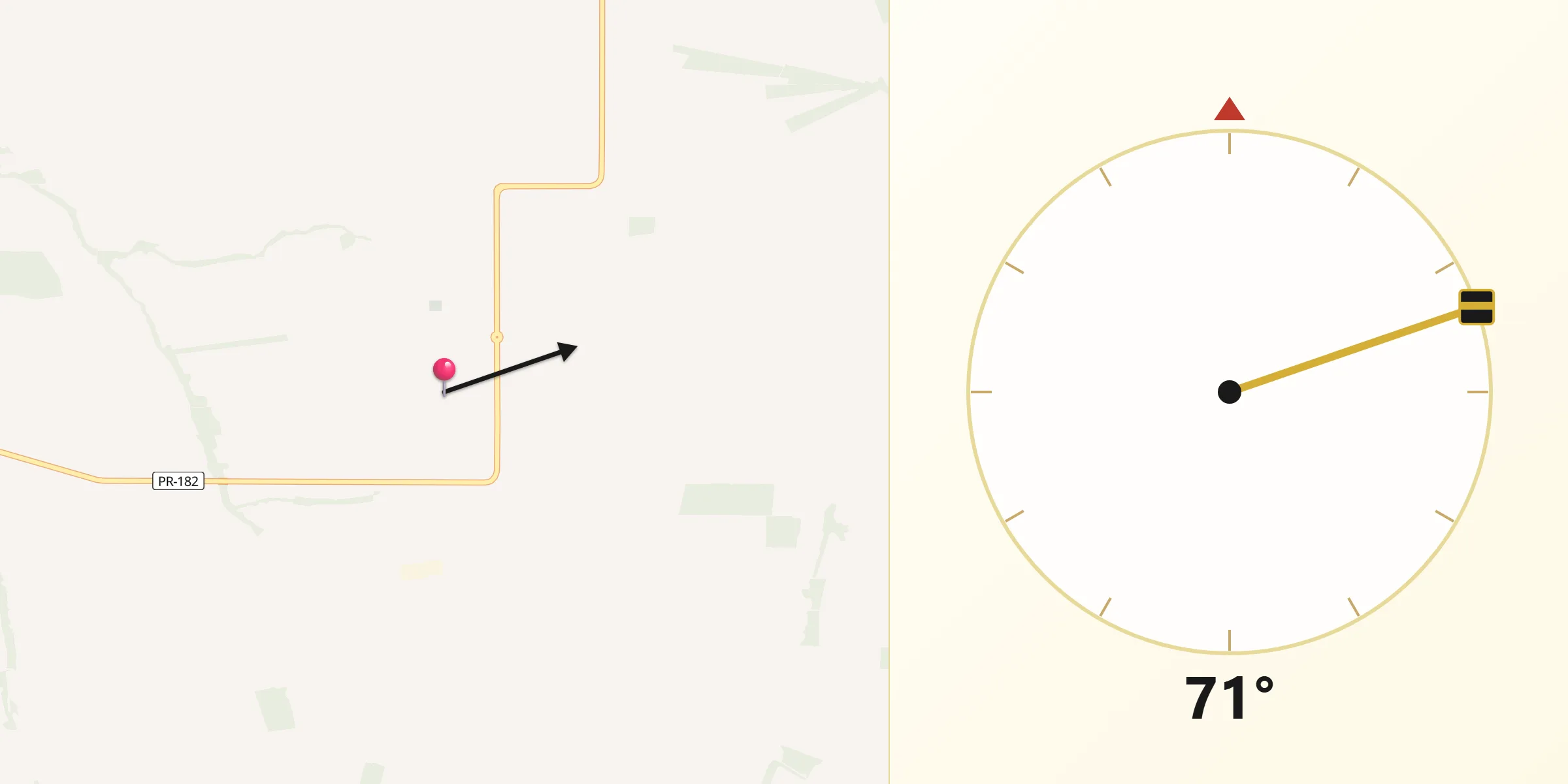 Direção da Qibla a partir de Itaúna do Sul