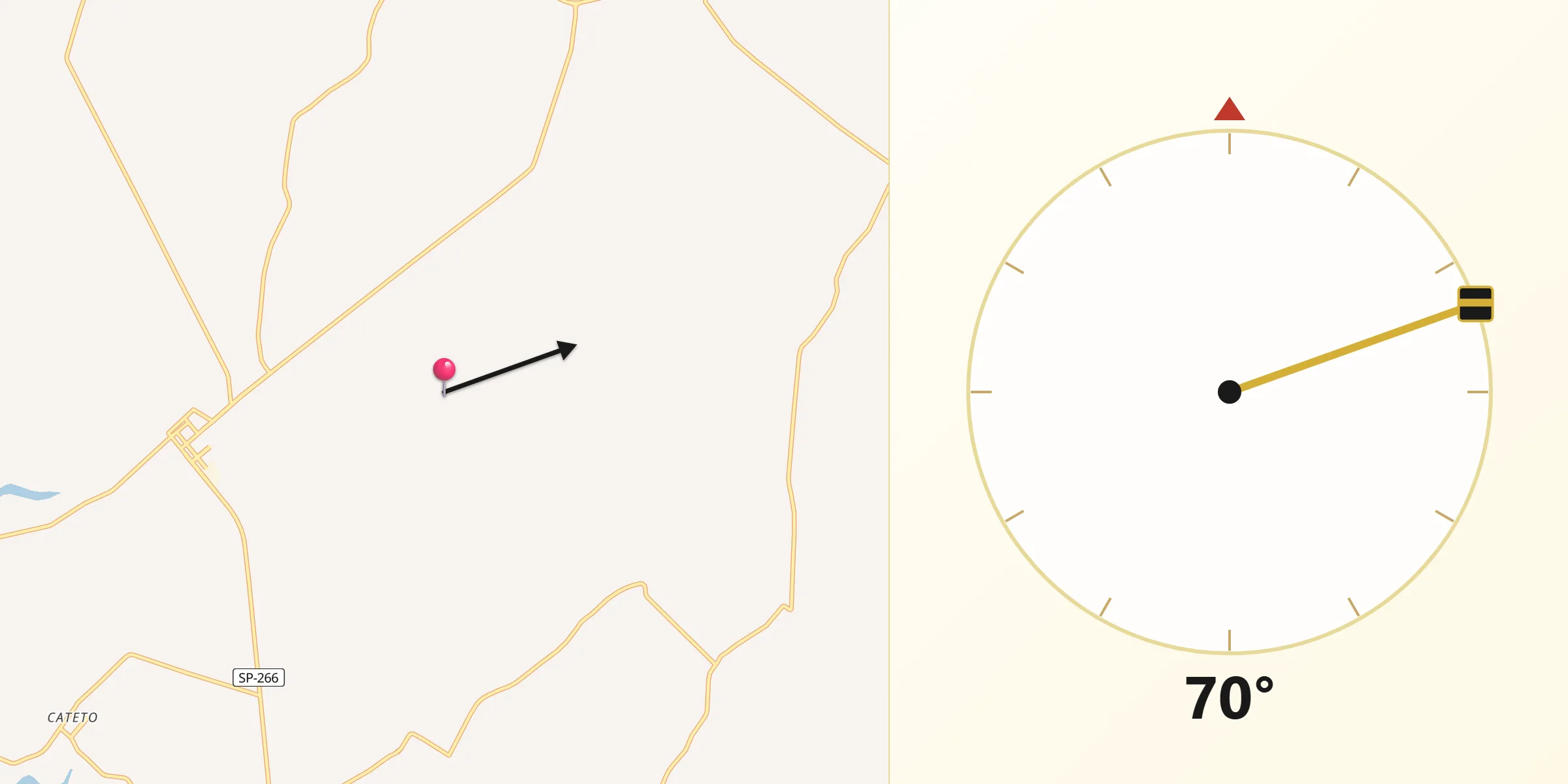 Direção da Qibla a partir de Cruzália