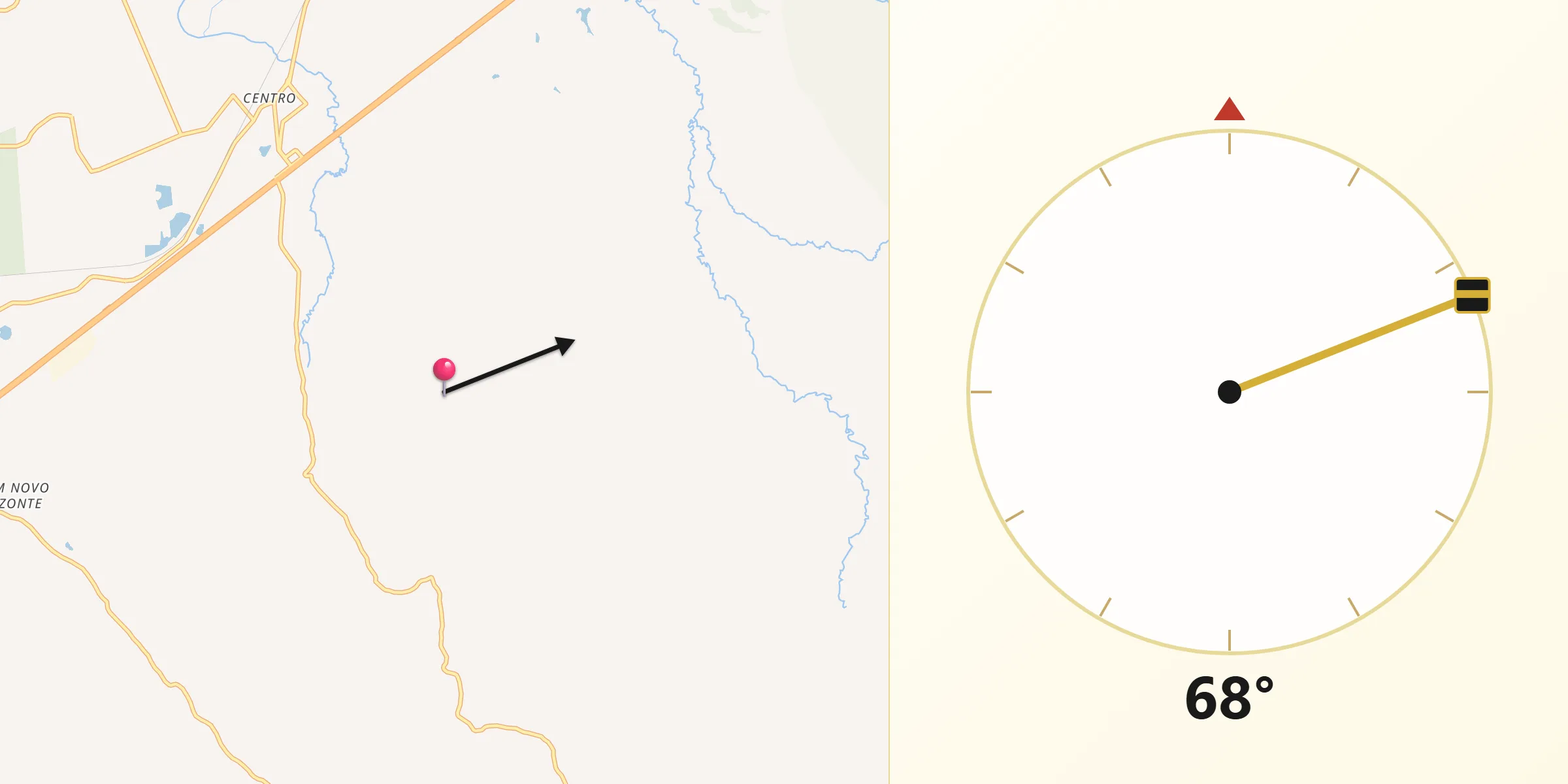 Direção da Qibla a partir de Canas