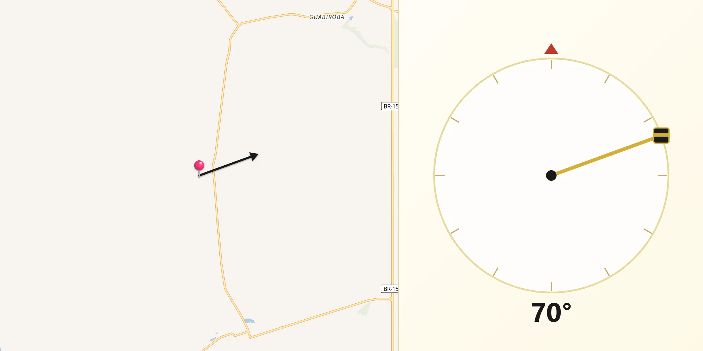 Direção da Qibla a partir de Ribeirão do Sul