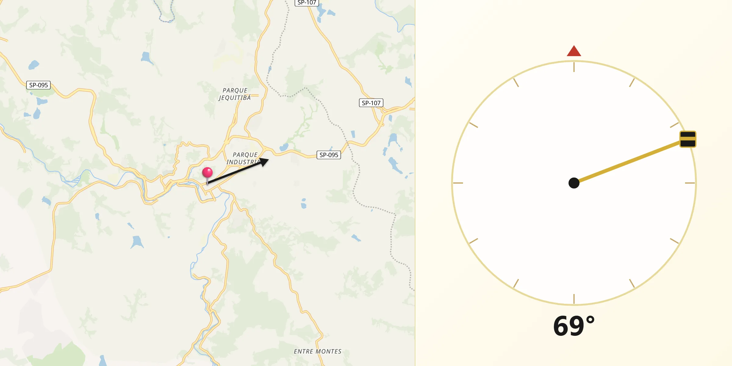 Direção da Qibla a partir de Pedreira