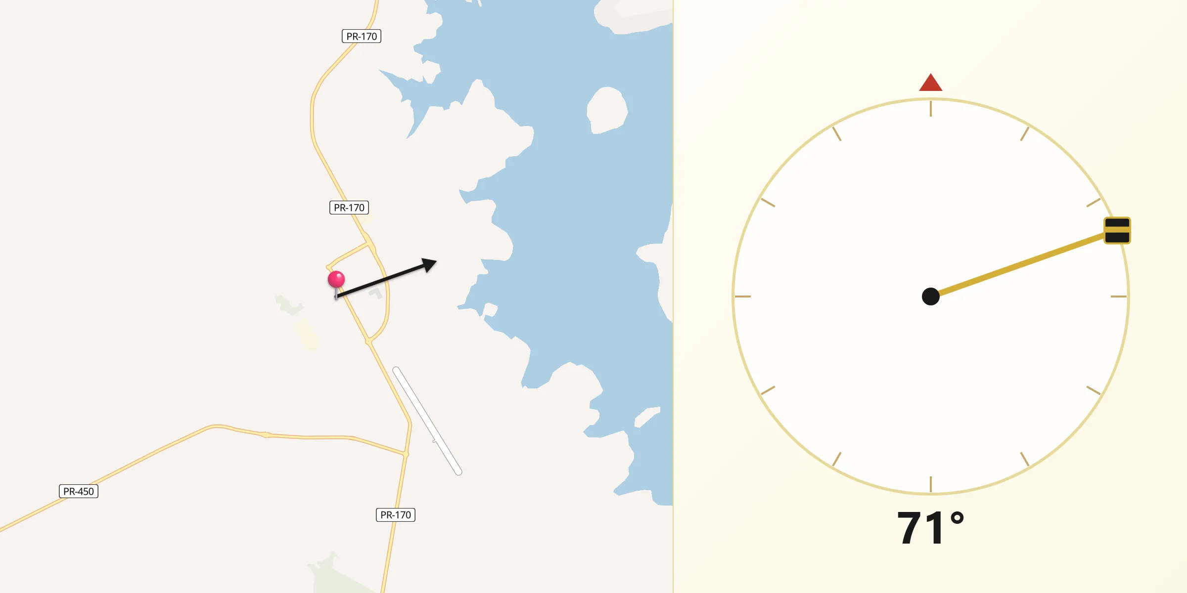Direção da Qibla a partir de Porecatu