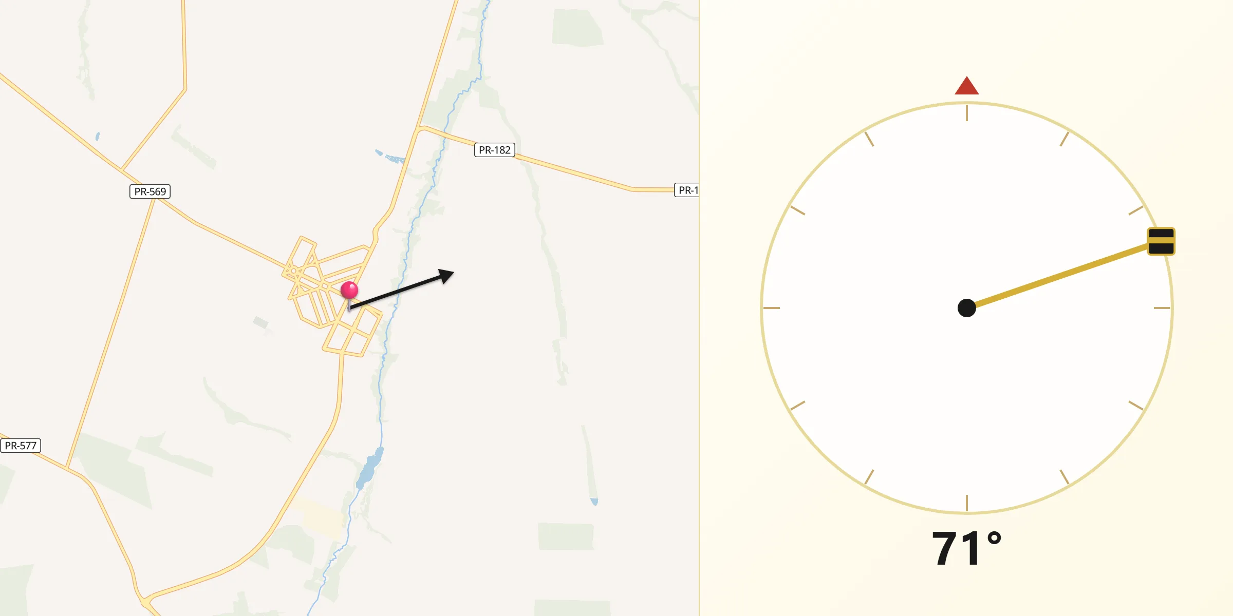 Direção da Qibla a partir de Nova Londrina