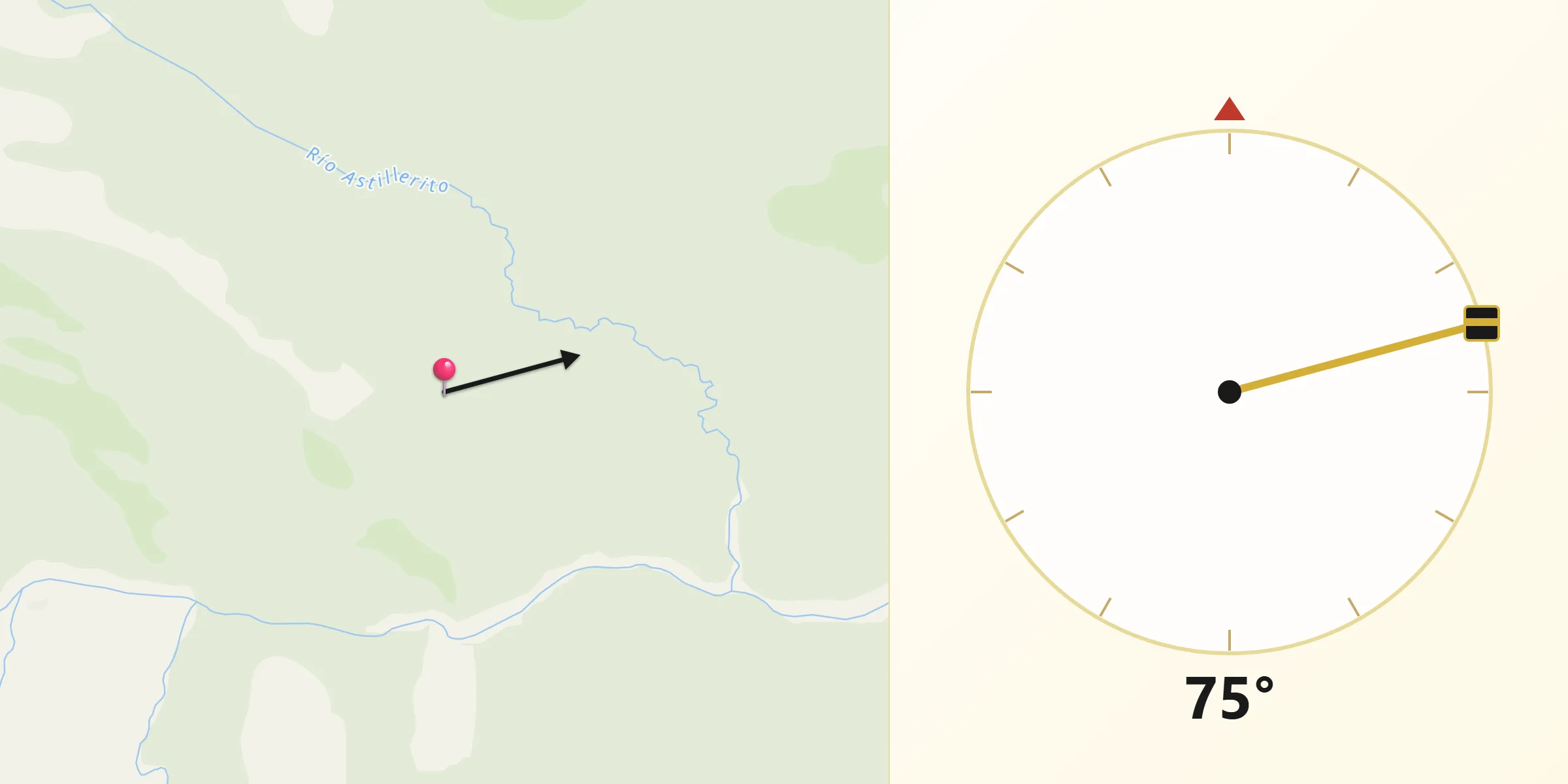 Dirección de la Qibla desde Departamento de Iruya