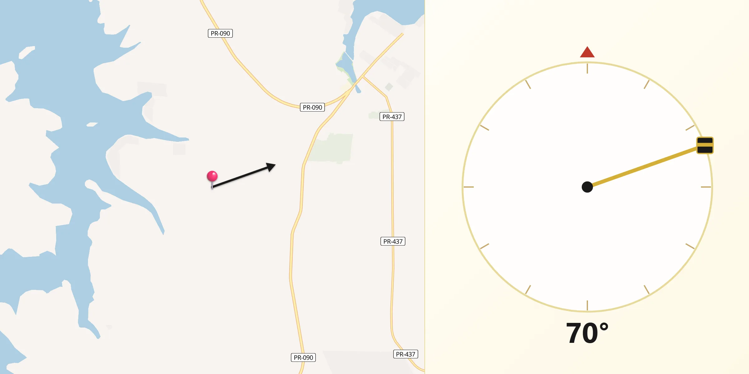 Direção da Qibla a partir de Alvorada do Sul