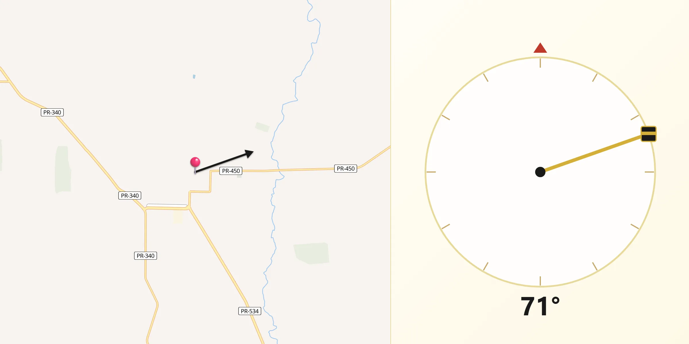 Direção da Qibla a partir de Centenário do Sul