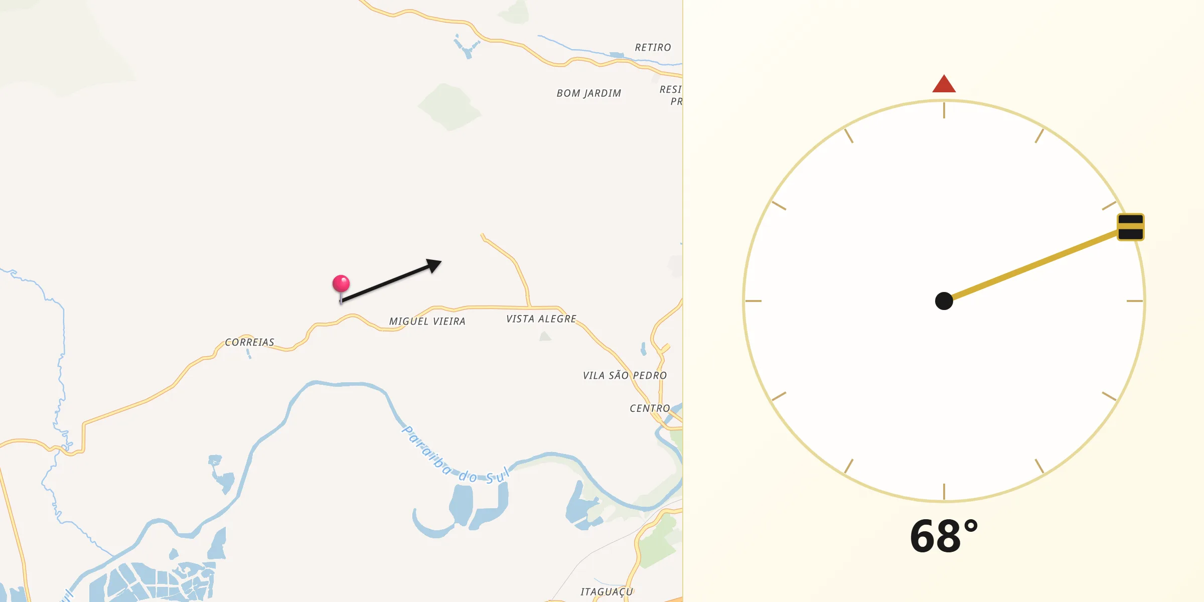 Direção da Qibla a partir de Potim