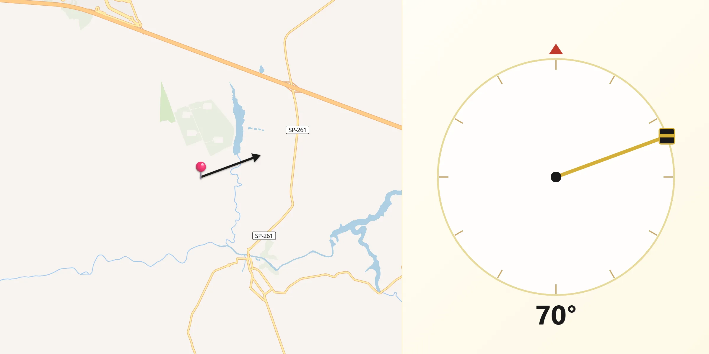 Direção da Qibla a partir de Águas de Santa Bárbara