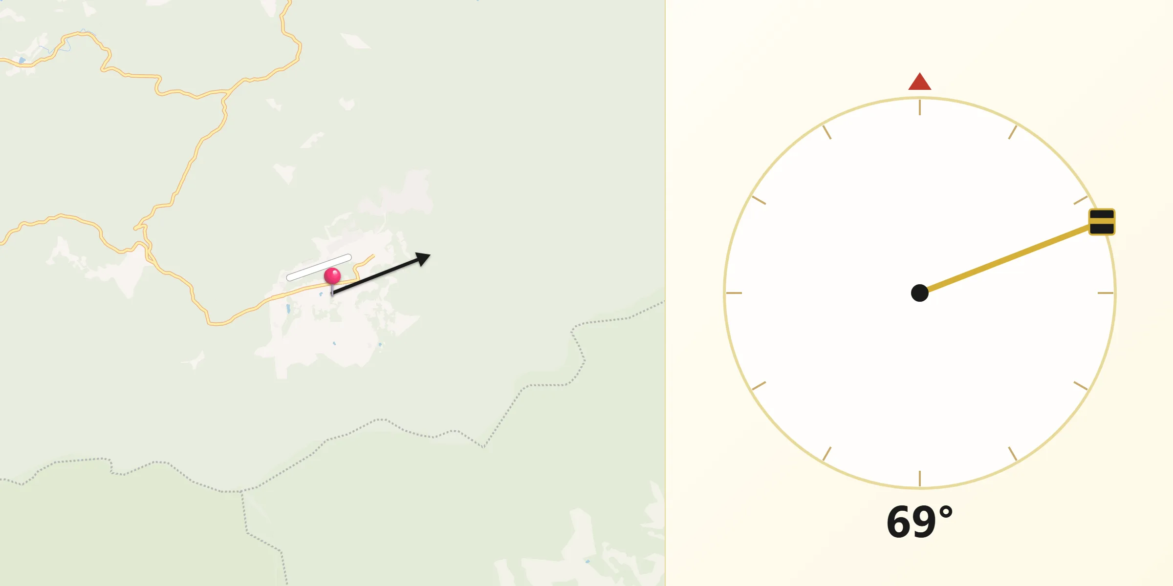 Direção da Qibla a partir de Monte Verde