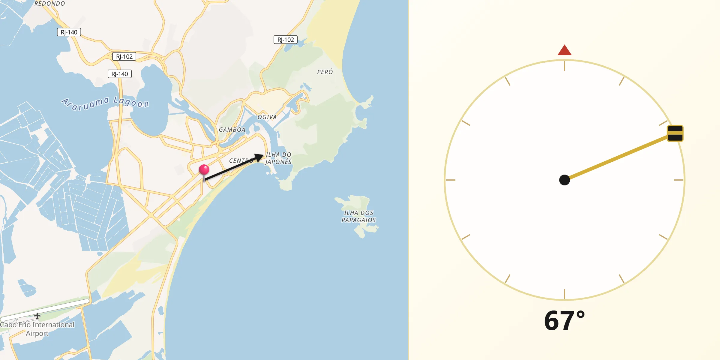 Direzione della Qibla da Cabo Frio