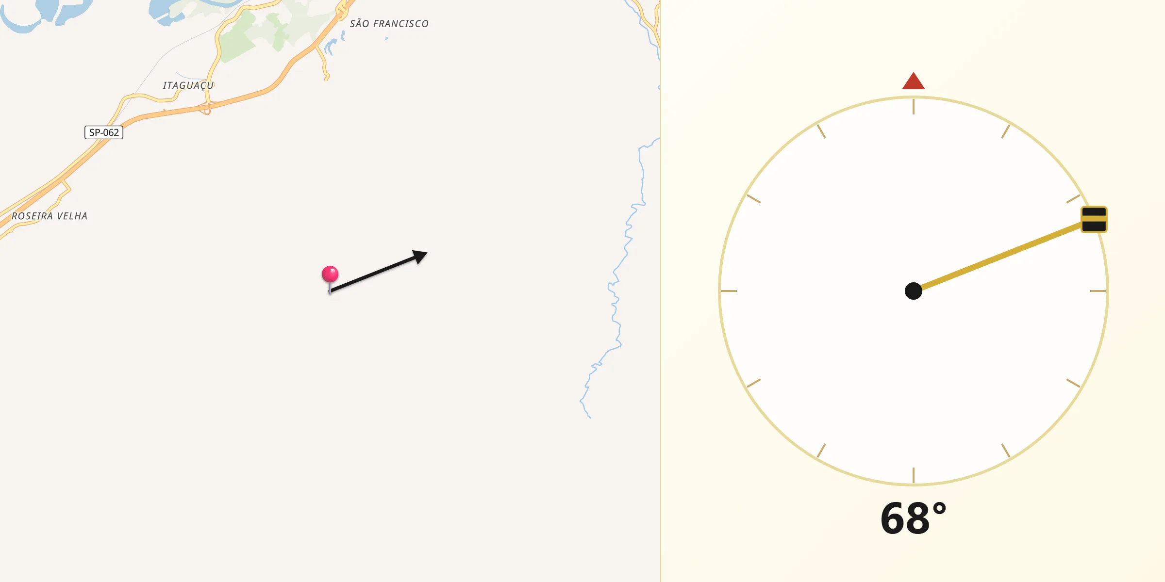 Direção da Qibla a partir de Aparecida