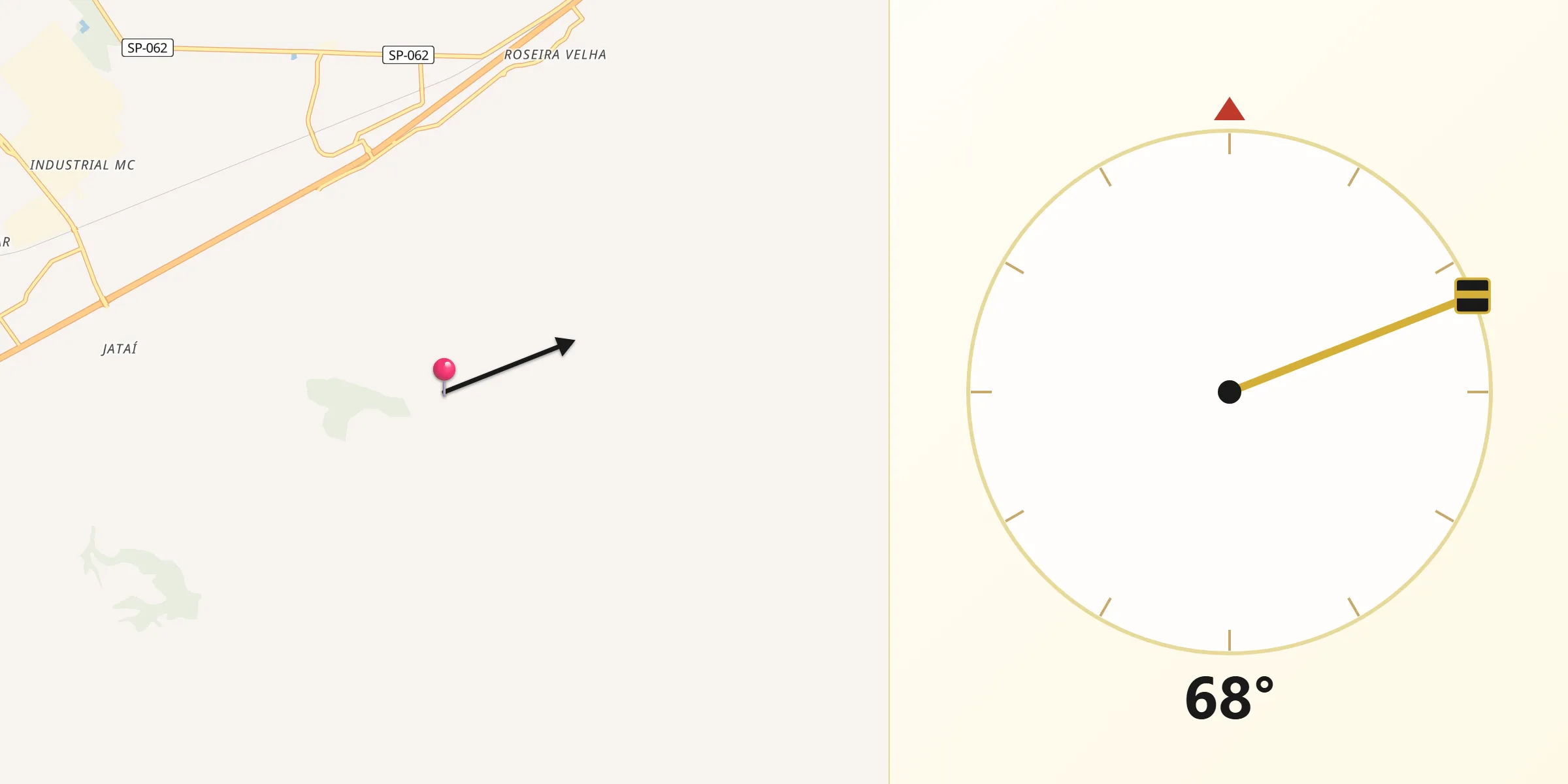 Direção da Qibla a partir de Roseira