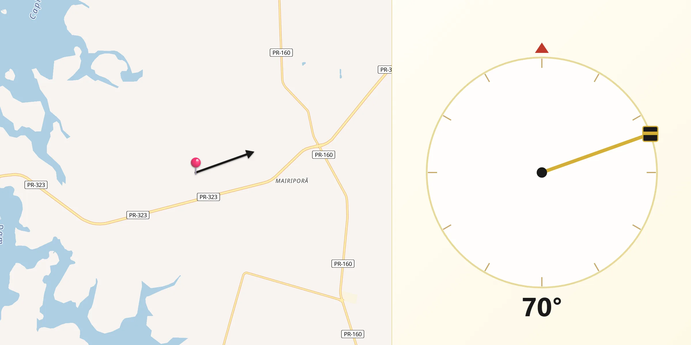 Direção da Qibla a partir de Sertaneja