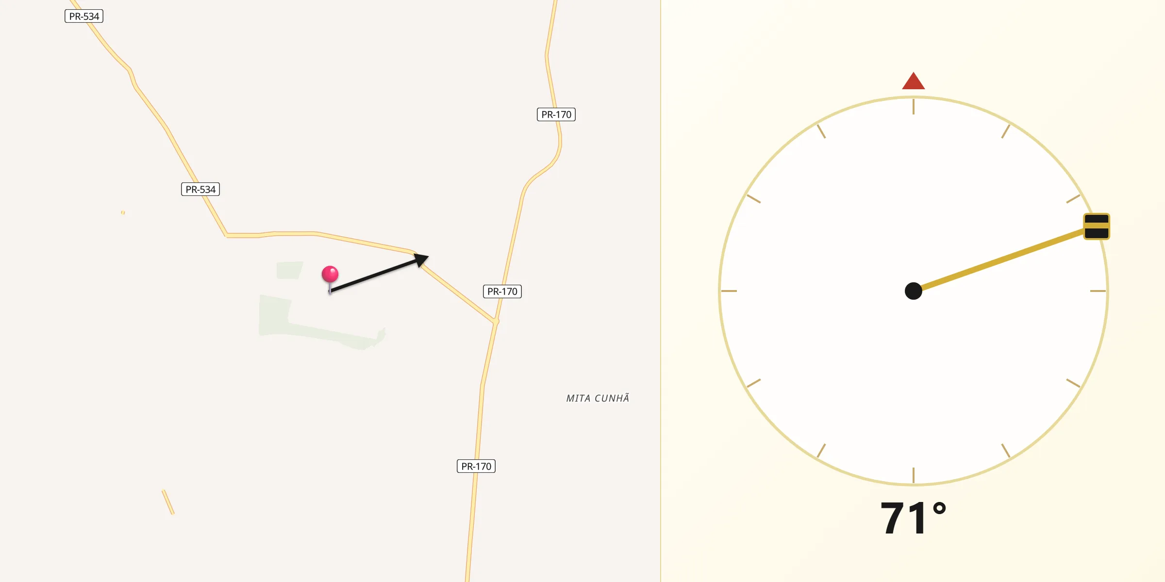 Direção da Qibla a partir de Miraselva