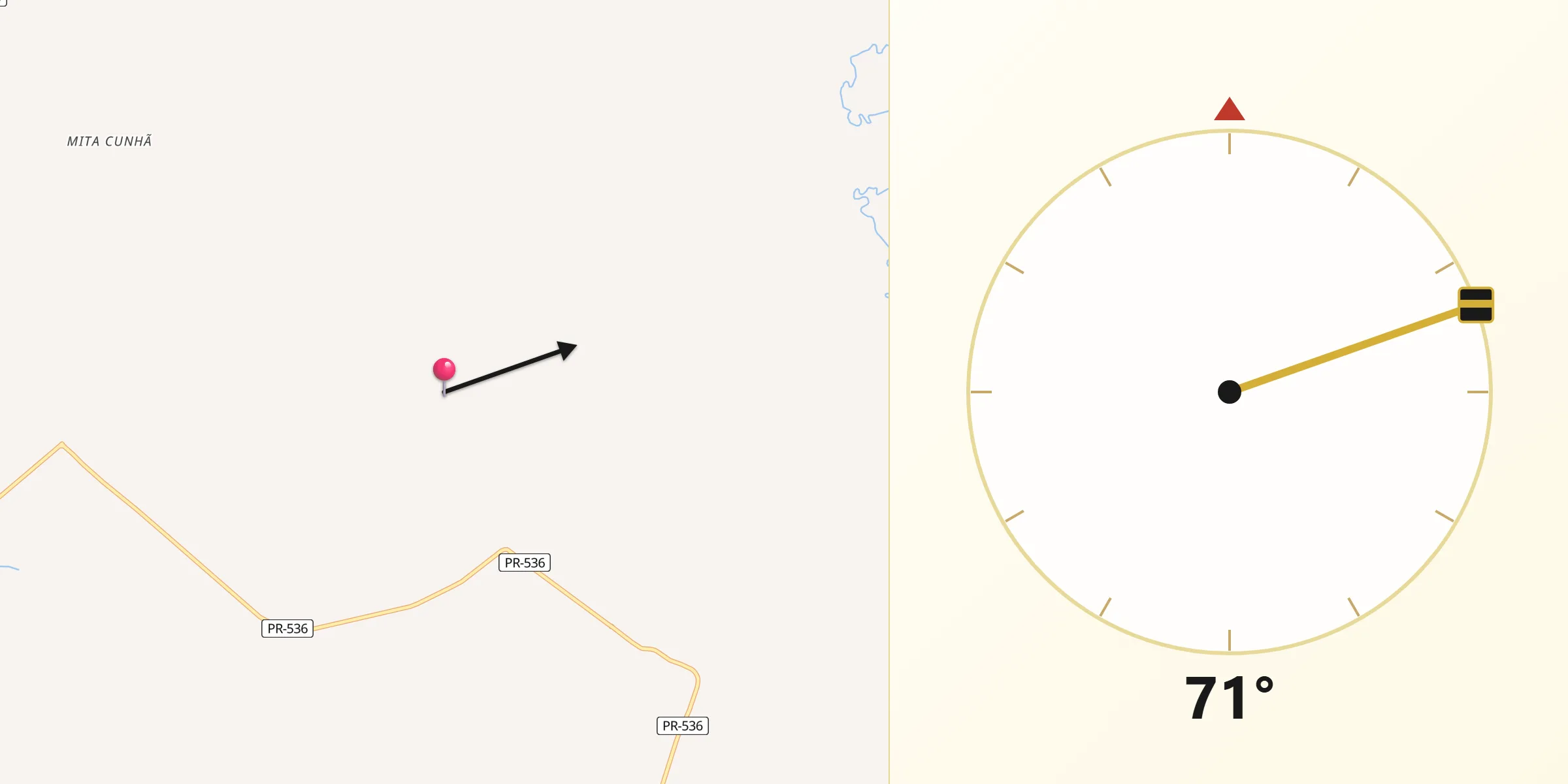 Direção da Qibla a partir de Prado Ferreira