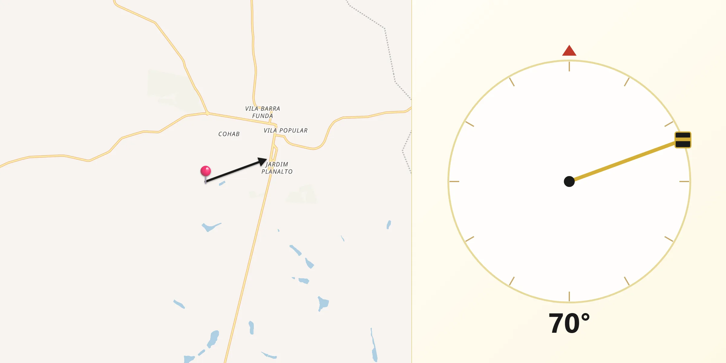 Direção da Qibla a partir de Bernardino de Campos