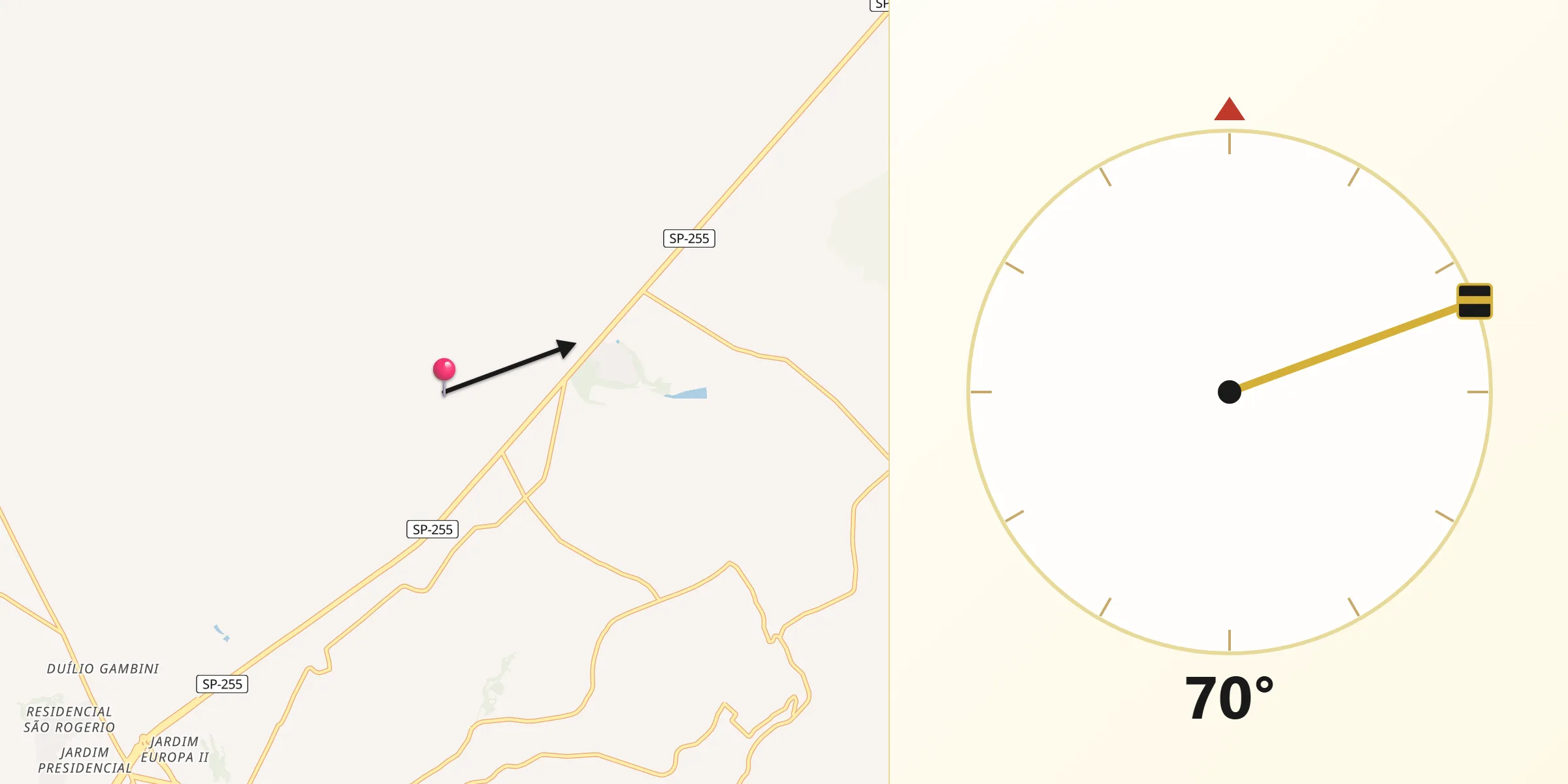Direção da Qibla a partir de Avaré