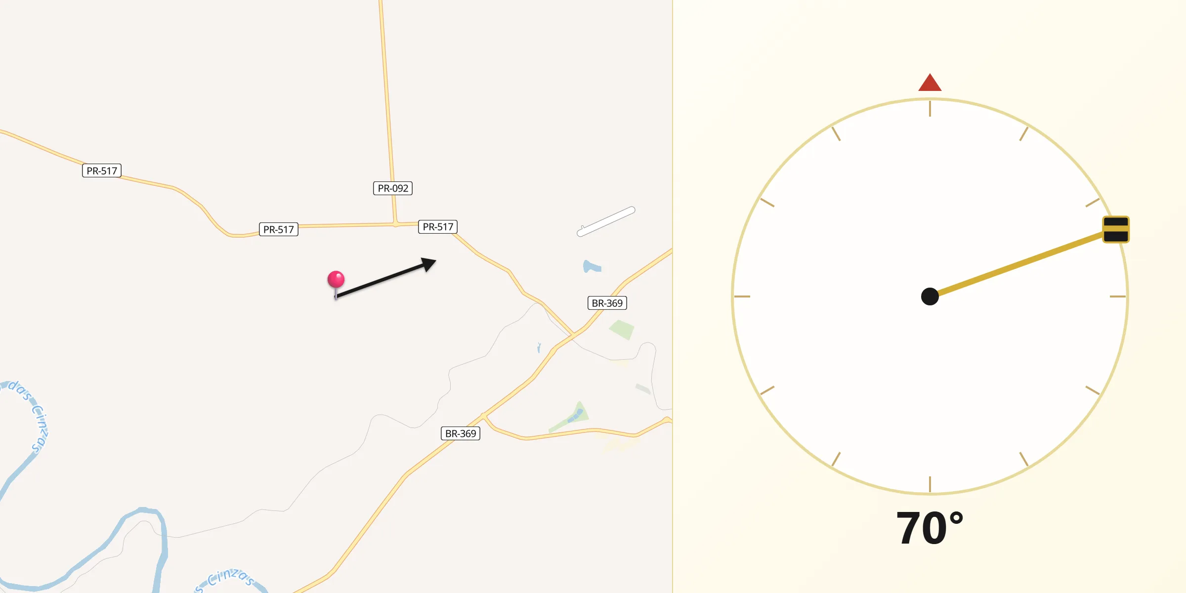 Direção da Qibla a partir de Andirá