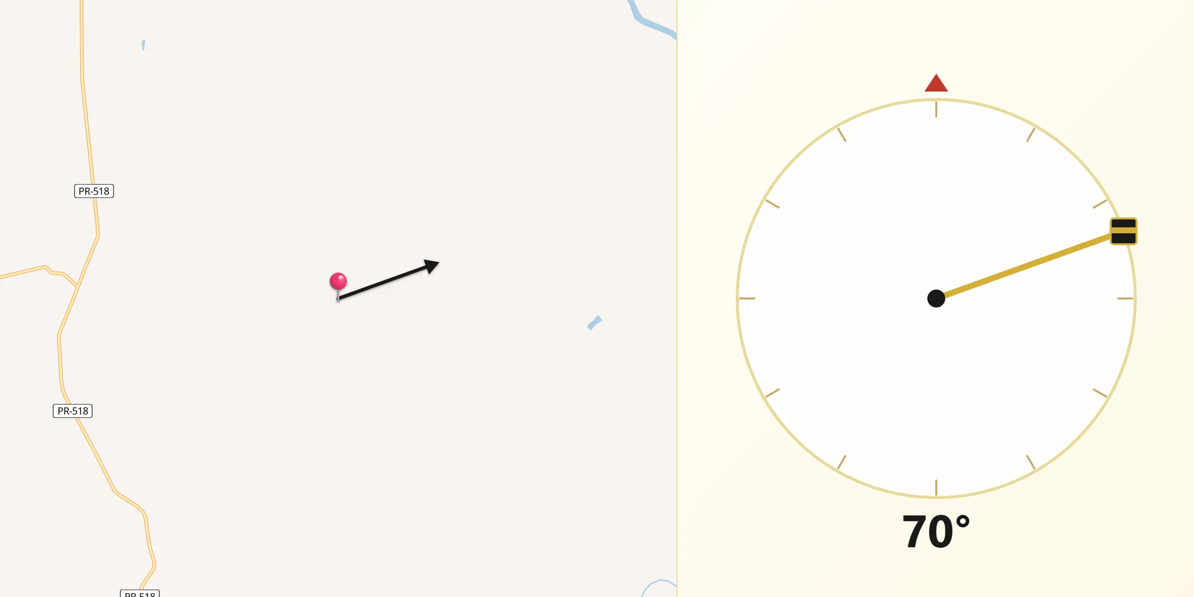 Direção da Qibla a partir de Santa Mariana