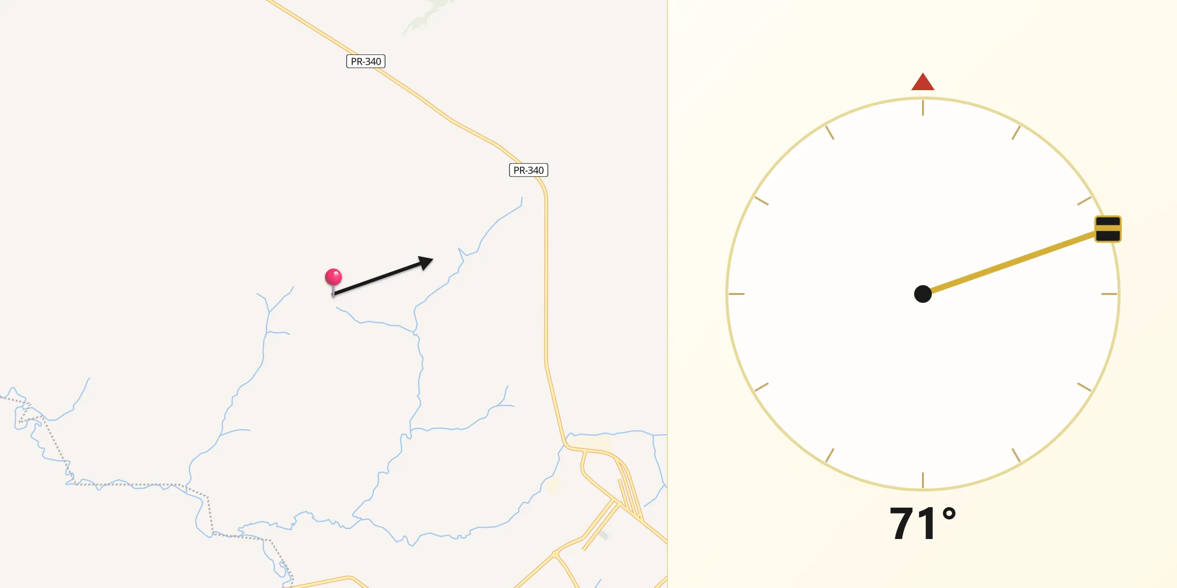 Direção da Qibla a partir de Jaguapitã