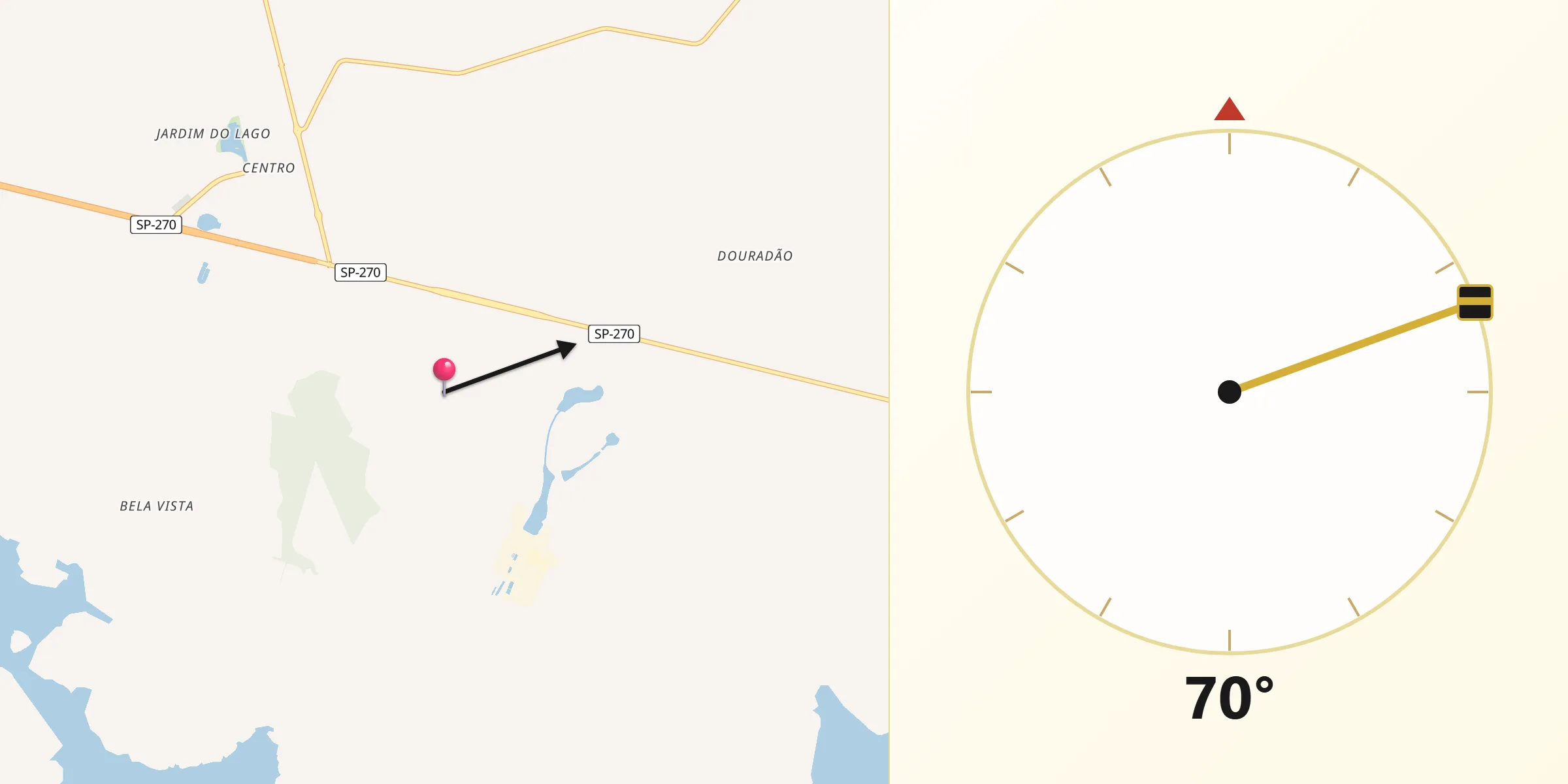 Direção da Qibla a partir de Ipaussu