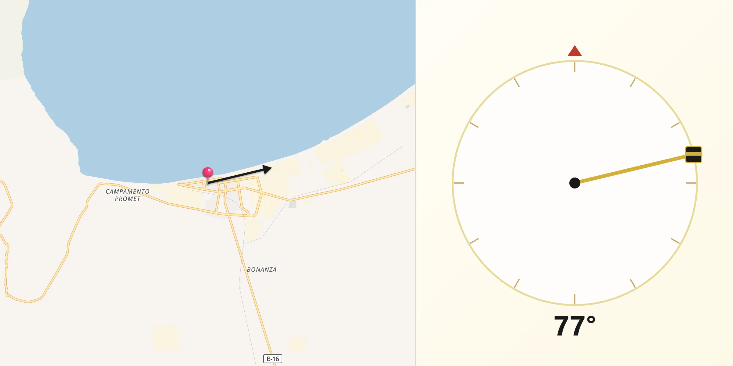 Dirección de la Qibla desde Mejillones