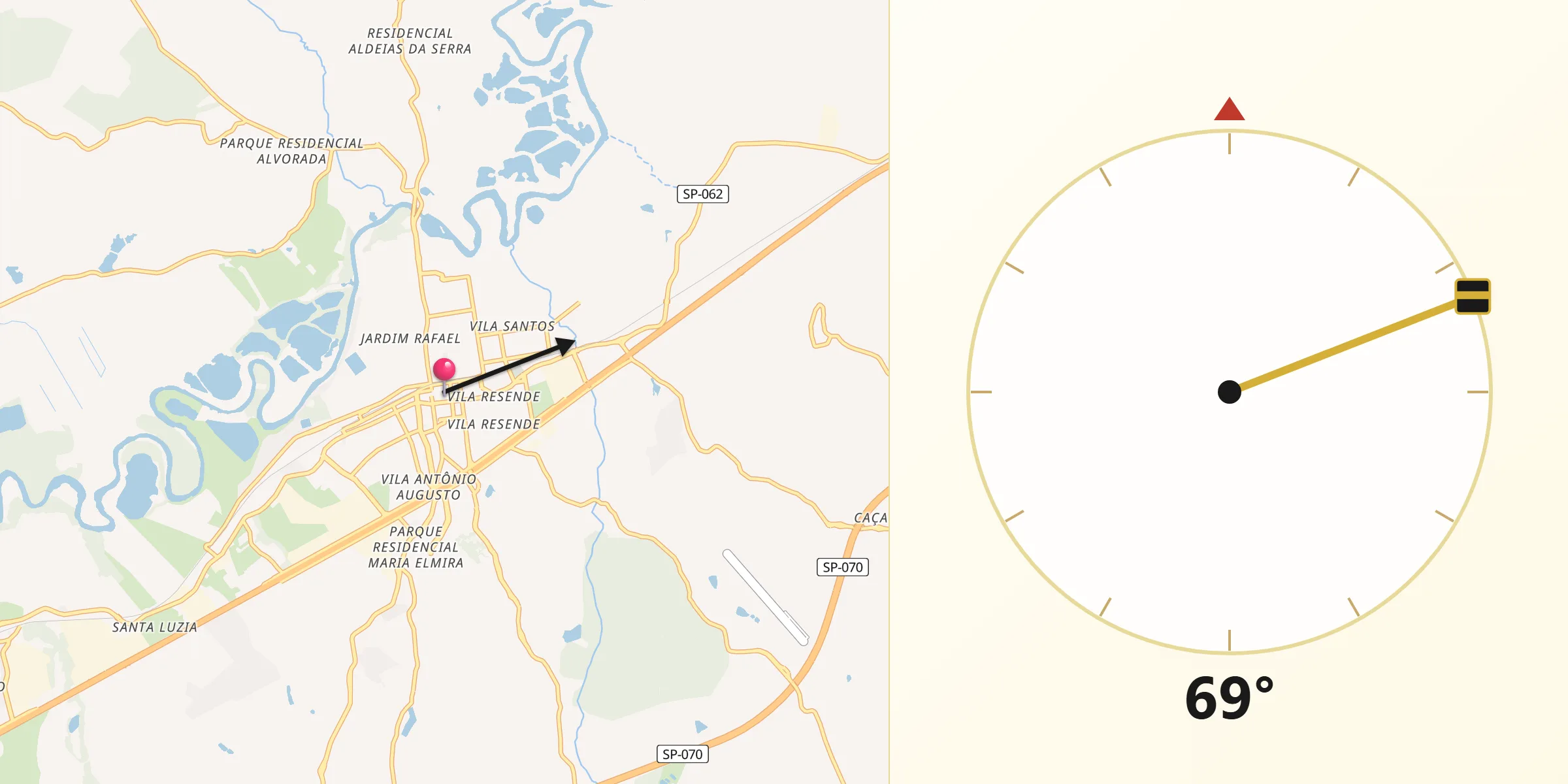 Direção da Qibla a partir de Caçapava