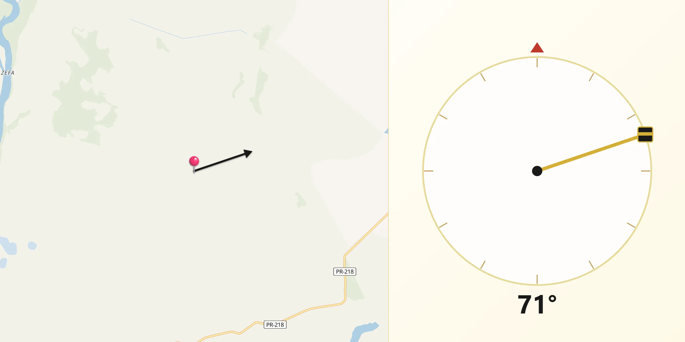 Direção da Qibla a partir de Querência do Norte