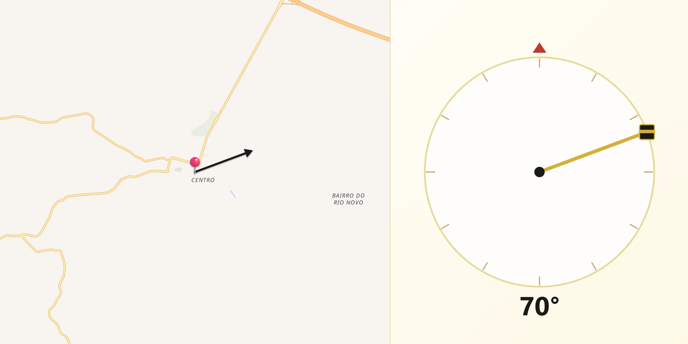 Direção da Qibla a partir de Itatinga