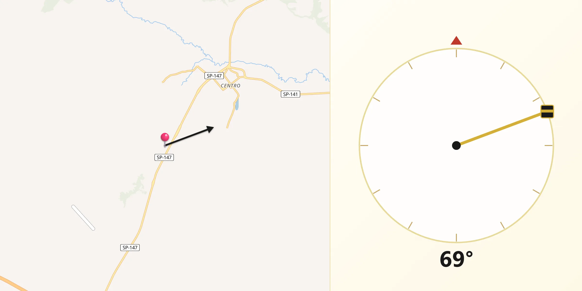 Direção da Qibla a partir de Bofete