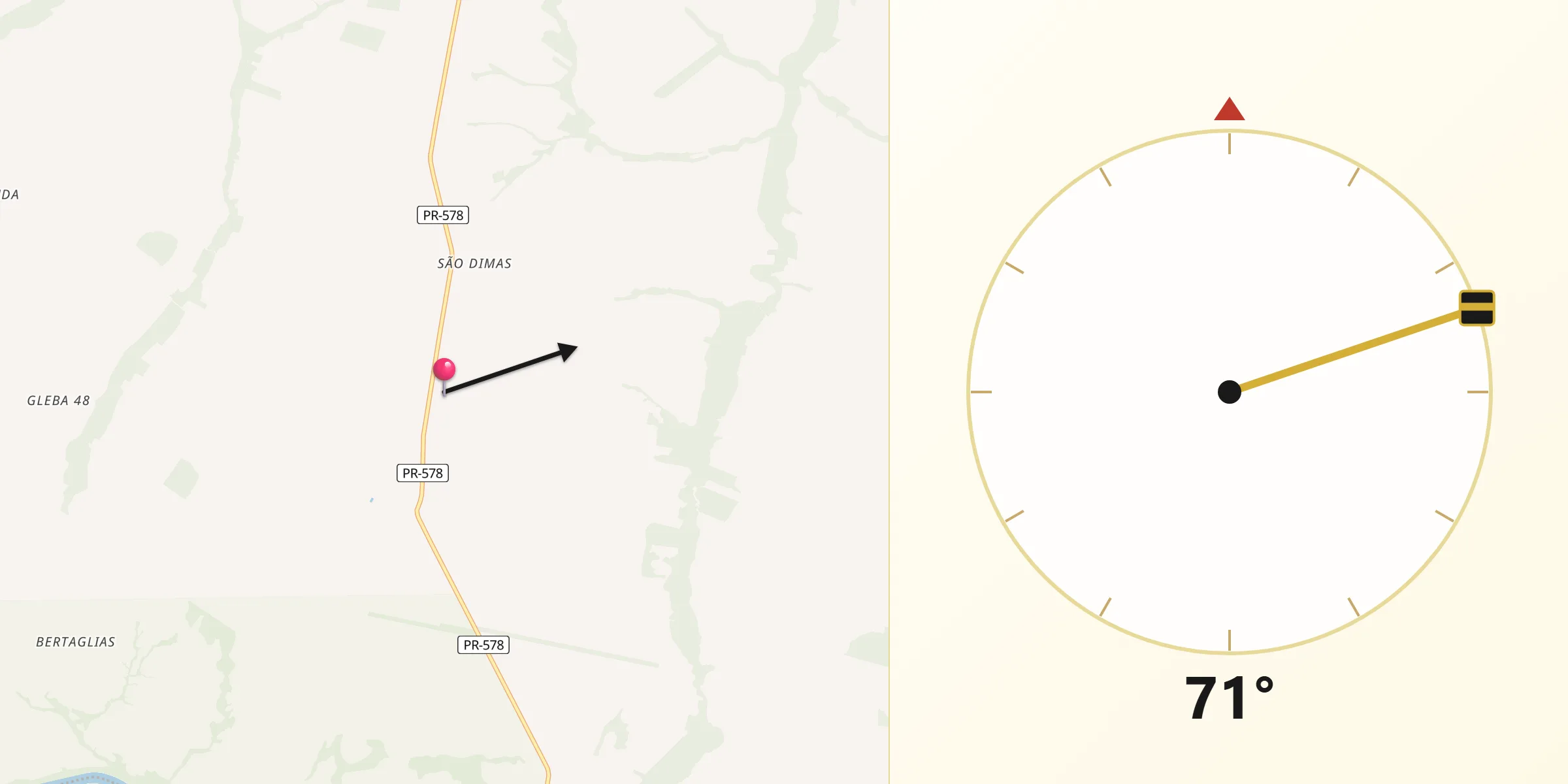 Direção da Qibla a partir de Santa Cruz de Monte Castelo