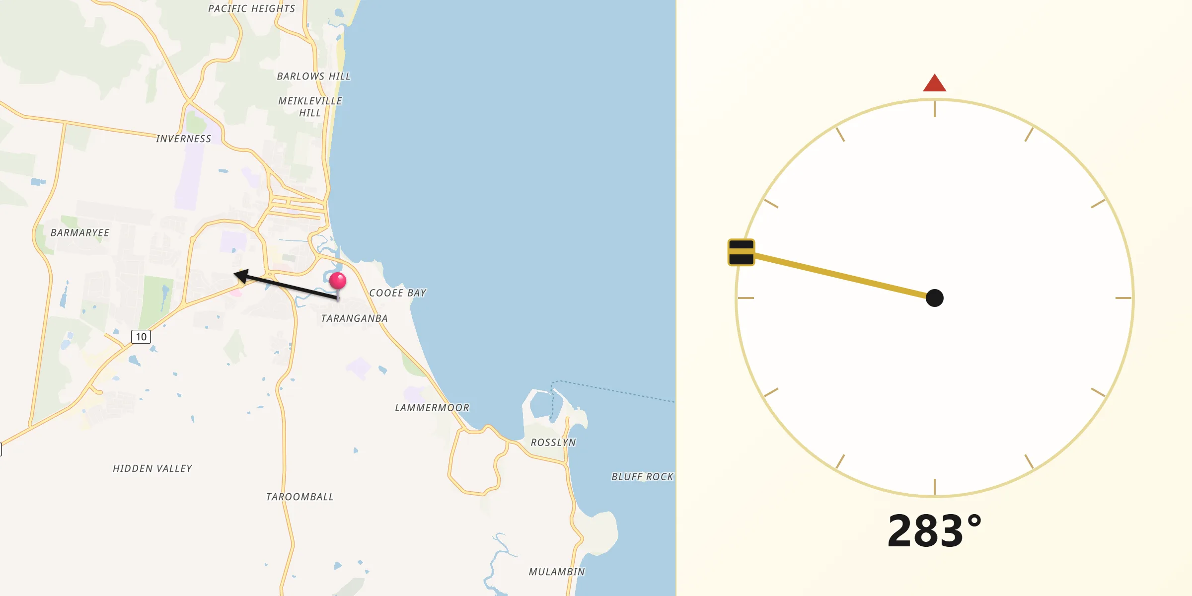 Qibla Direction from Taranganba