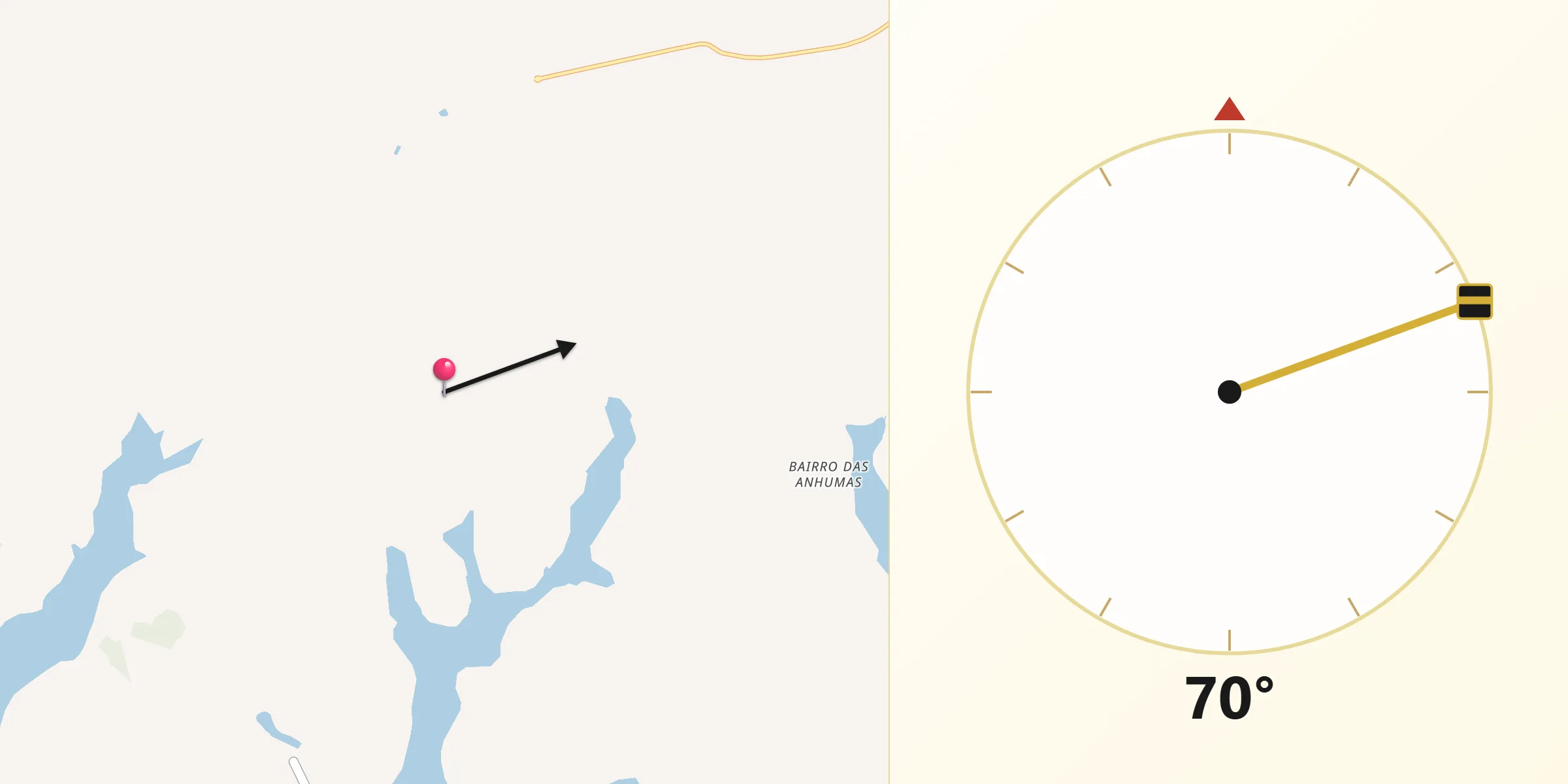 Direção da Qibla a partir de Arandu