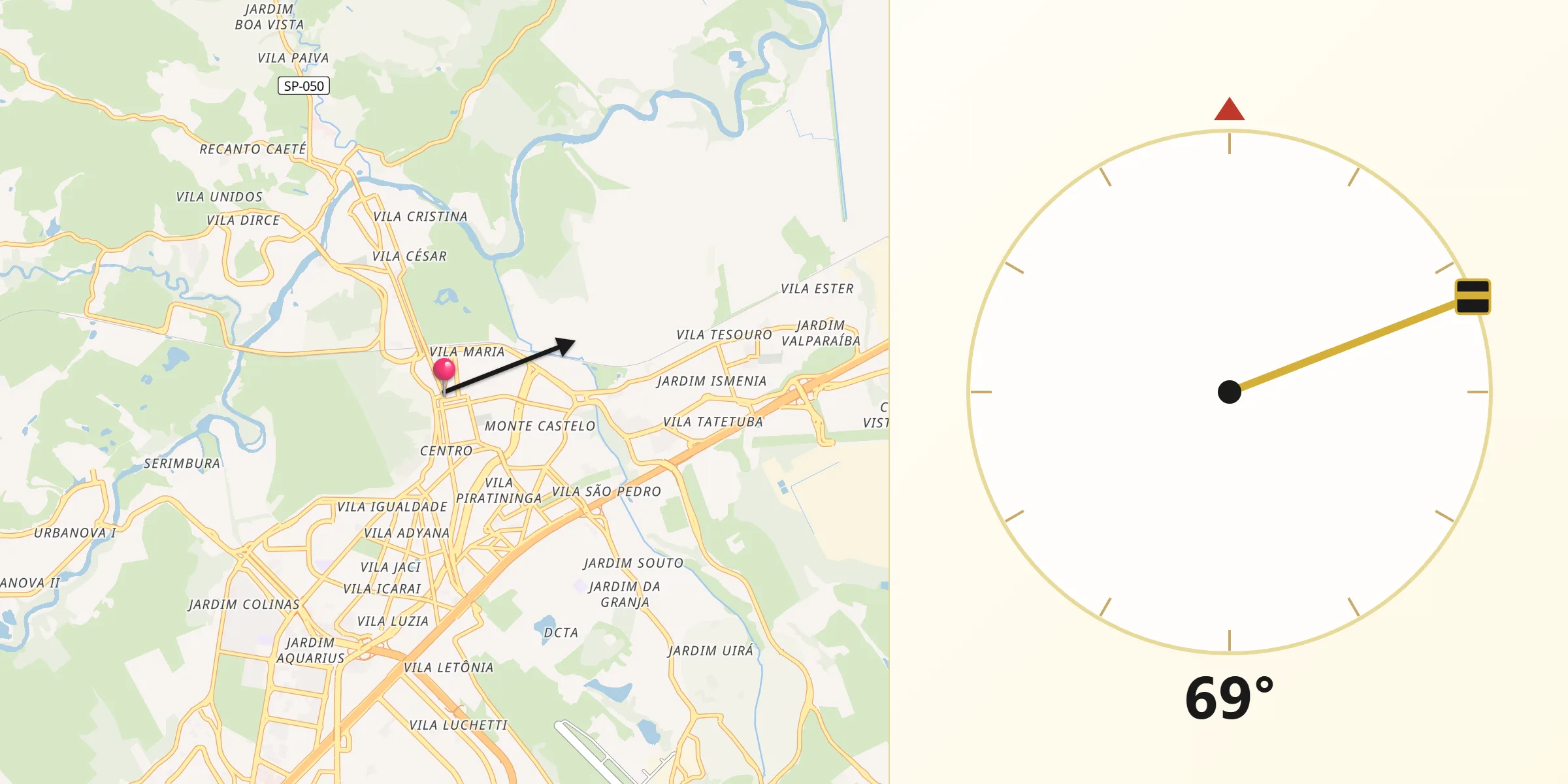 Direzione della Qibla da São José dos Campos